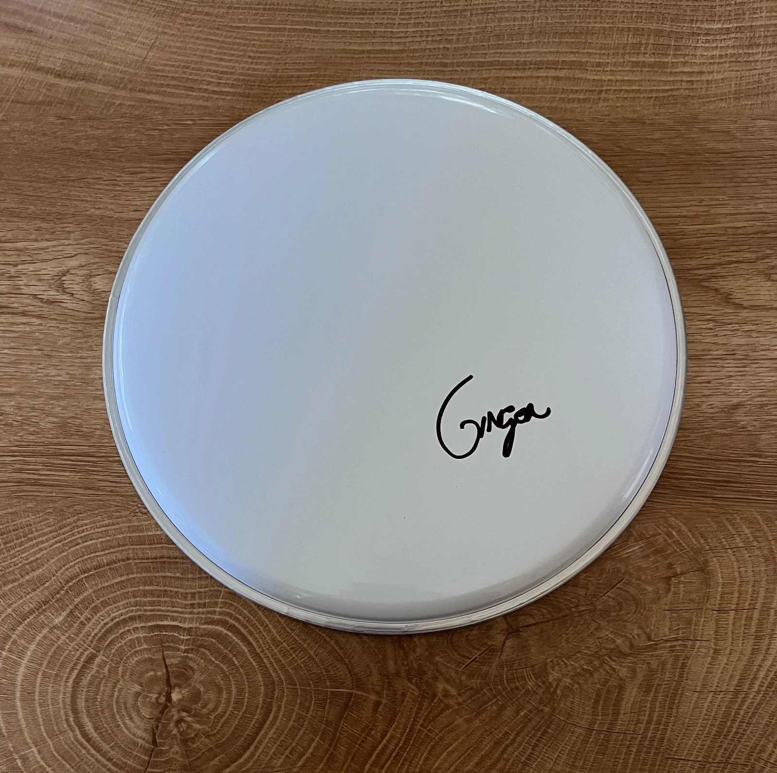 * GINGER FISH * SIGNED 10″ DRUMHEAD * MARILYN MANSON * ROB ZOMBIE * DRUMMER * COLLECTIBLE MEMORABILIA