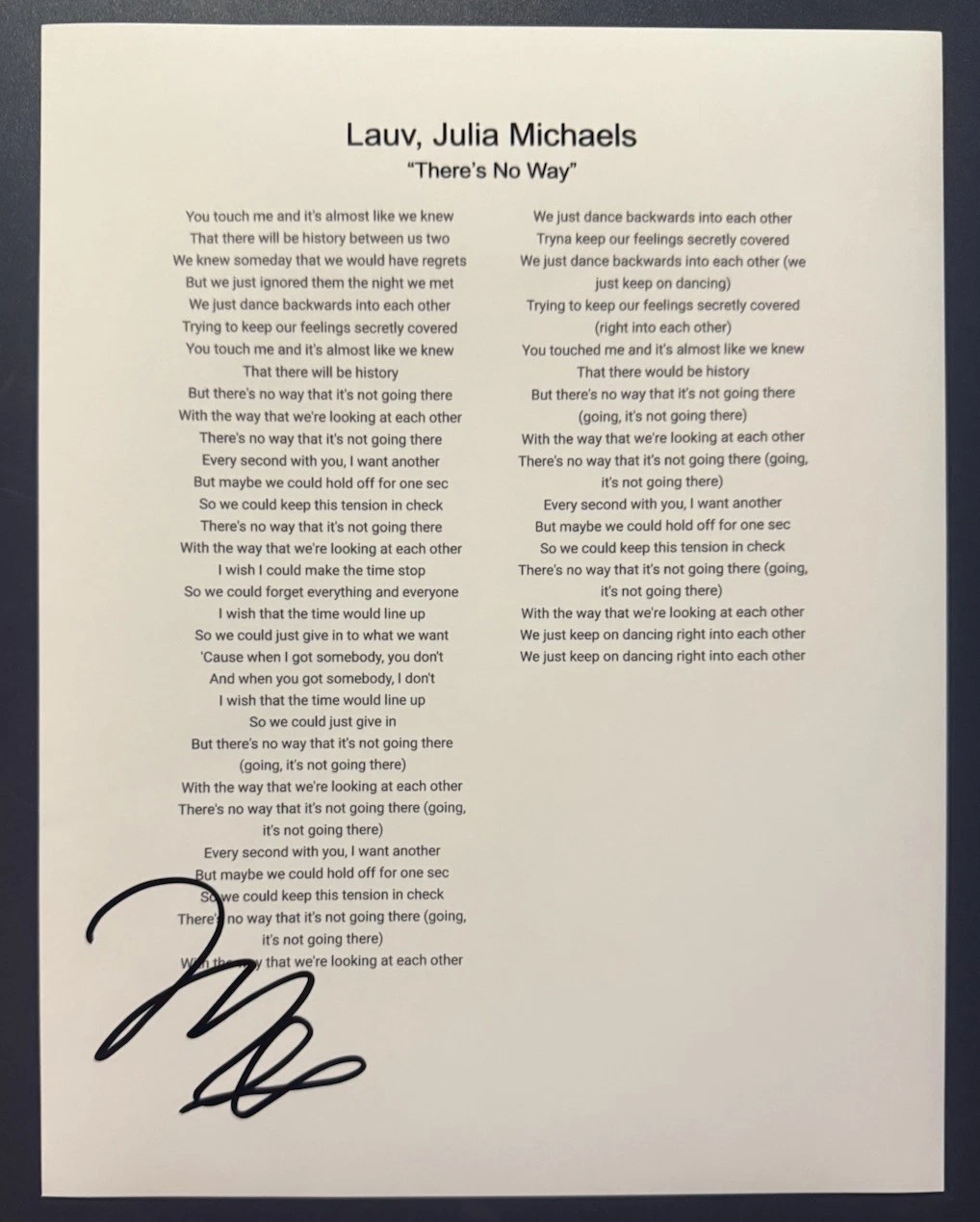 JULIA MICHAELS SIGNED LYRIC SHEET POP SINGER AUTHENTIC AUTOGRAPH COA COLLECTIBLE MEMORABILIA