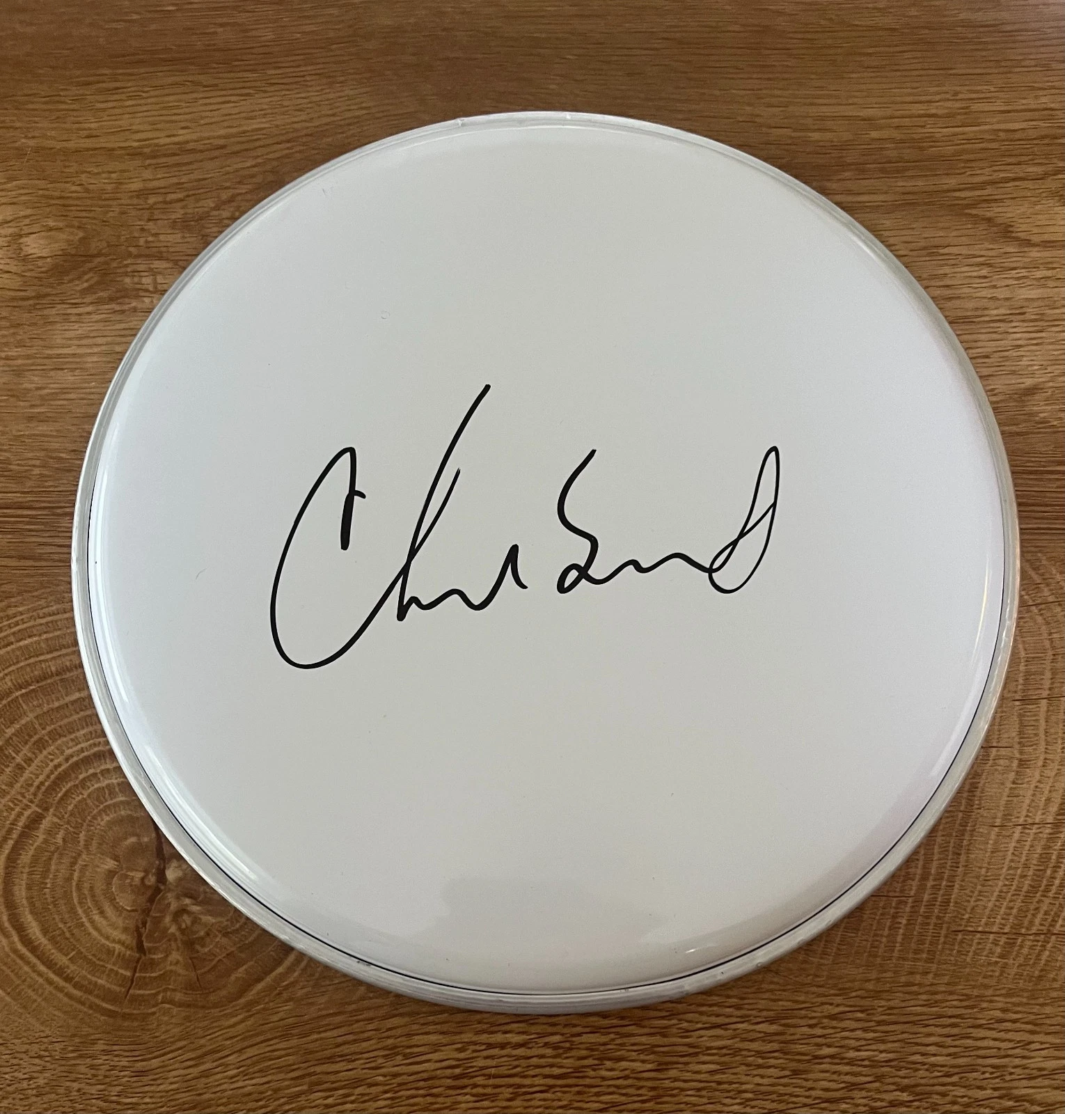 * CHAD SMITH * SIGNED 10″ DRUMHEAD * RED HOT CHILI PEPPERS * COLLECTIBLE MEMORABILIA