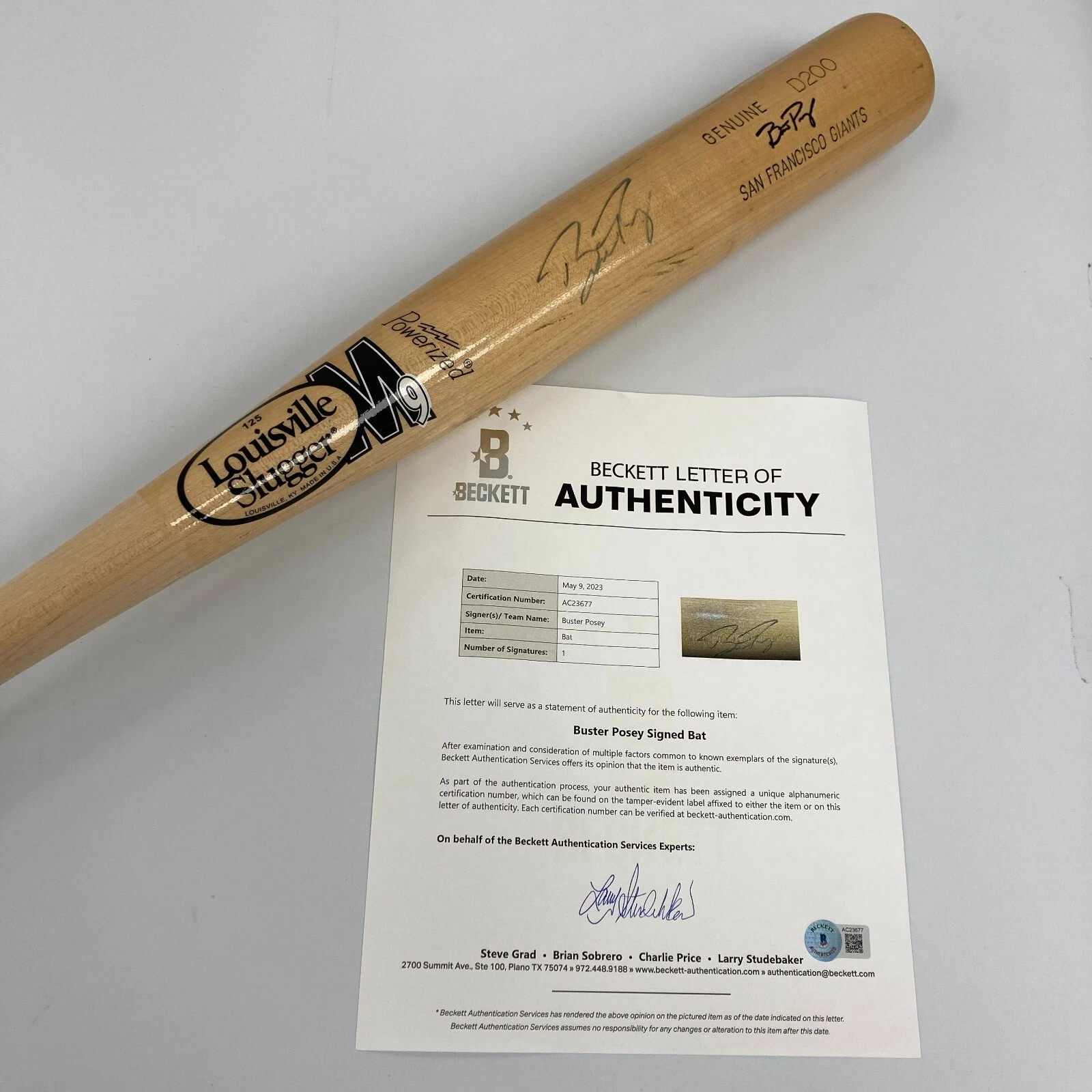 Buster Posey Signed 2012 Game Issued Louisville Slugger Bat PSA DNA Beckett COA