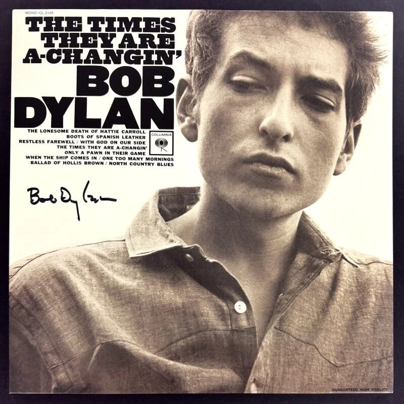 Bob Dylan Signed Autograph Album Record Times They Are A Changin - Rosen JSA COA