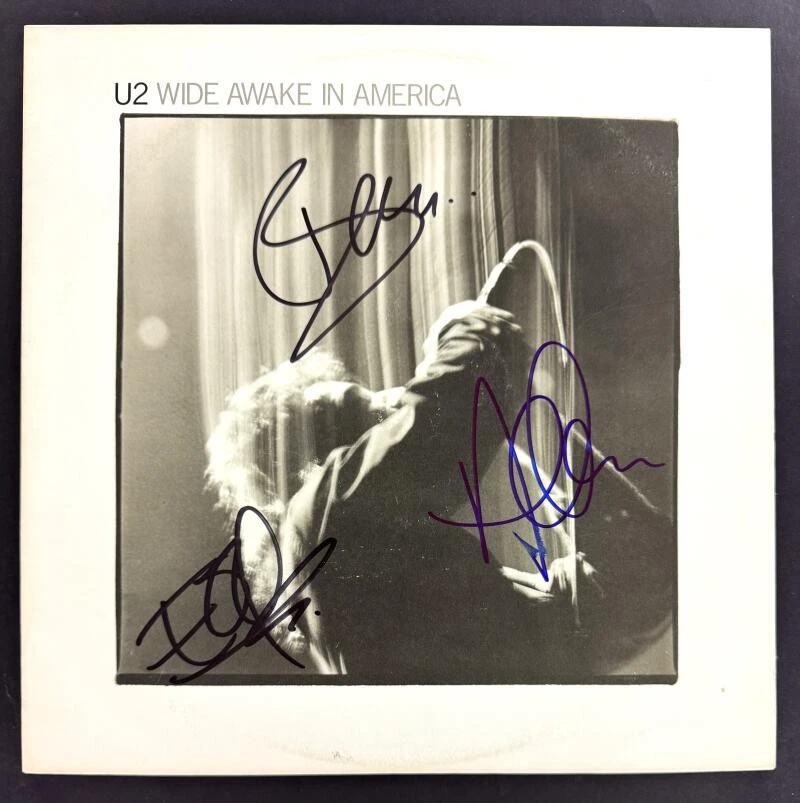 Bono The Edge & Adam Clayton Signed Autograph U2 Album Vinyl Record Beckett COA
