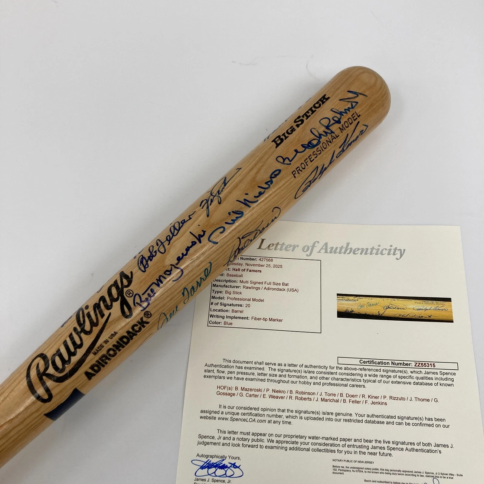 Hall Of Fame Multi Signed Baseball Bat 20 Sigs Kirby Puckett Gary Carter JSA COA