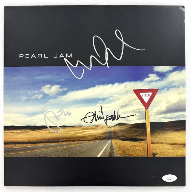 Eddie Vedder Mike McCready Stone Signed Autograph Pearl Jam Album Record JSA COA