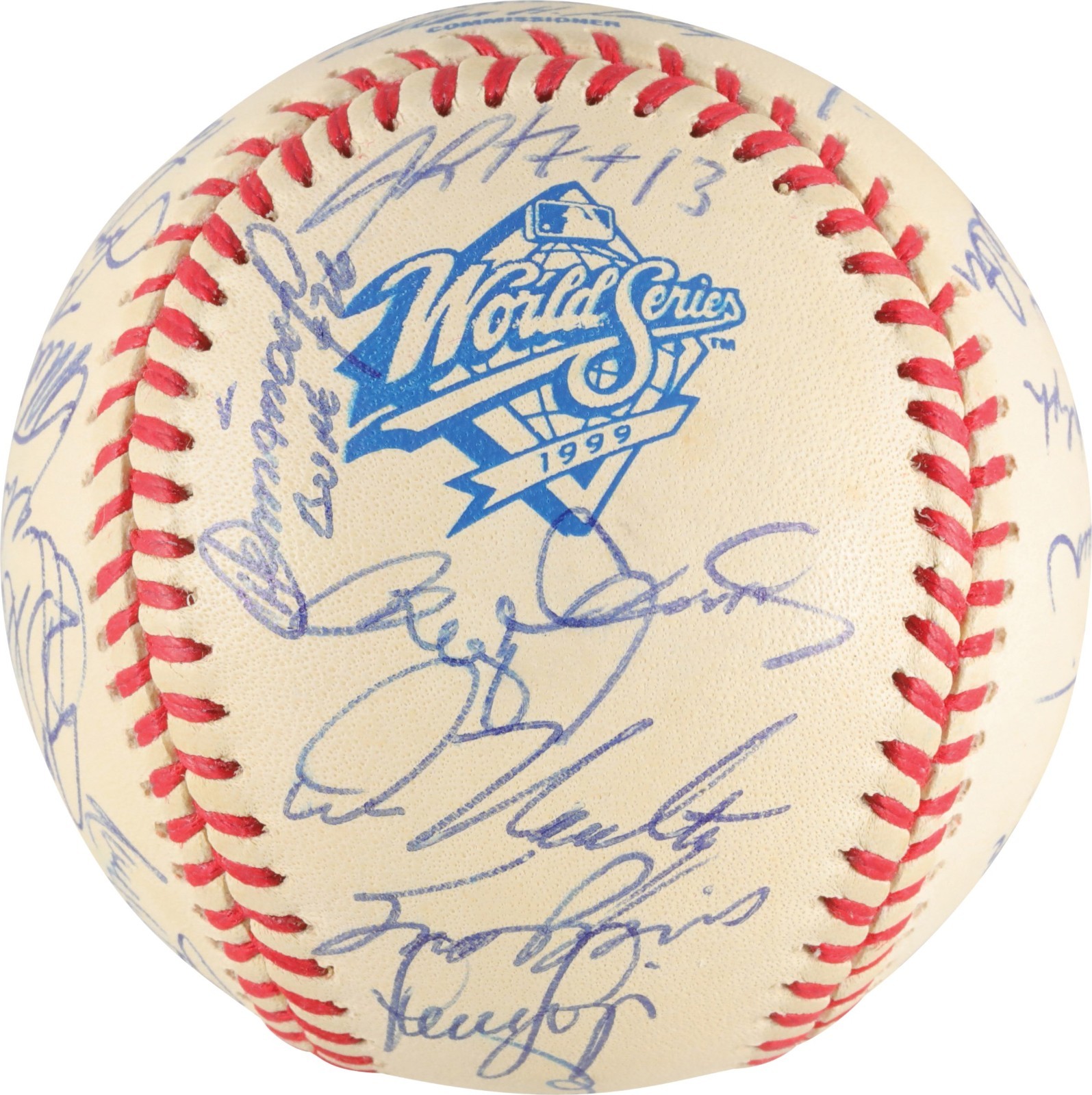 1999 Yankees Team Signed World Series Baseball Derek Jeter Mariano Rivera PSA