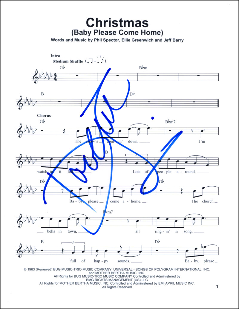 Darlene Love Signed Autograph He's a Rebel Sheet Music - The Crystals #1 Hit