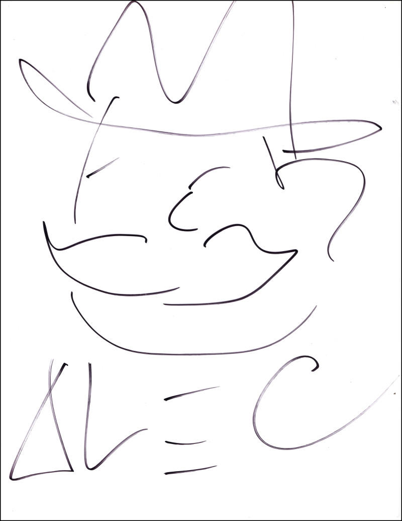 Alec Monopoly Signed Autograph 8.5x11 Hand Drawn Original Art Sketch $$ JSA COA