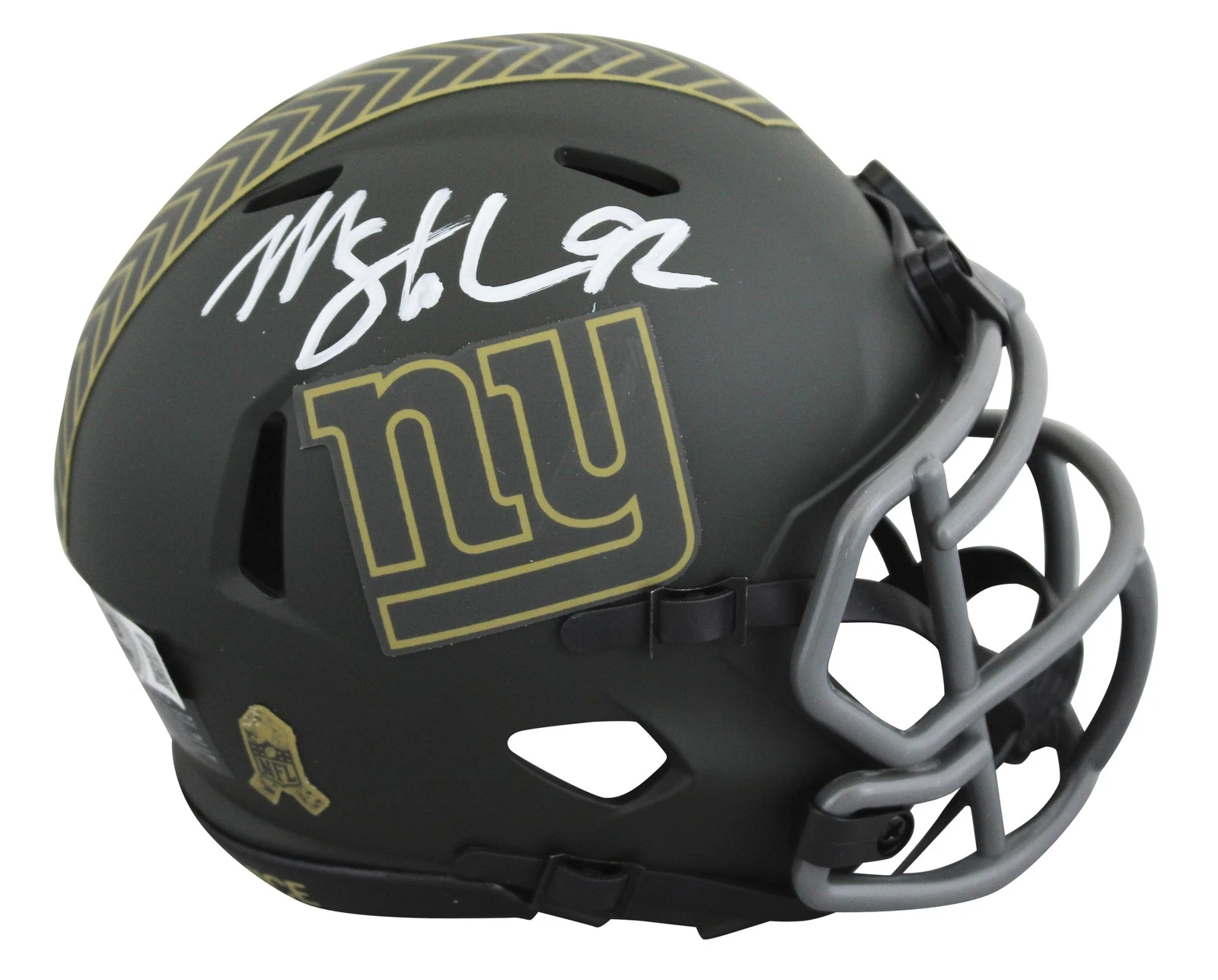 Giants Michael Strahan Signed Salute to Service IV Speed Mini Helmet BAS Witness
