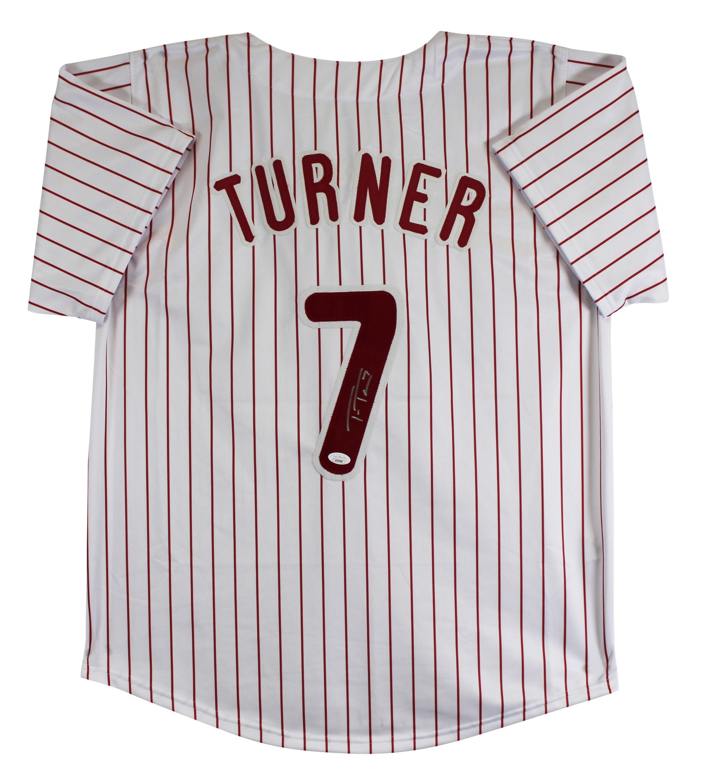 Trea Turner Authentic Signed White Pinstripe Pro Style Jersey Autographed JSA
