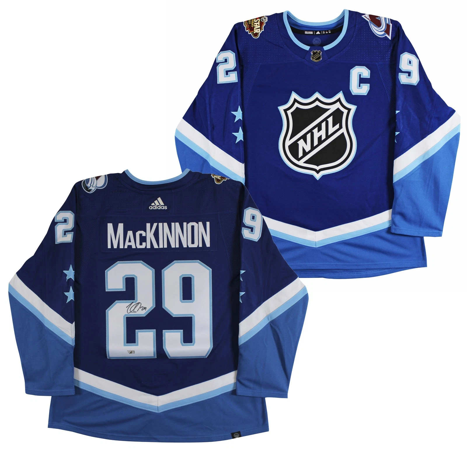 Avs Nathan MacKinnon Signed Blue Adidas 2022 ASG Jersey w/ Fight Strap Fanatics