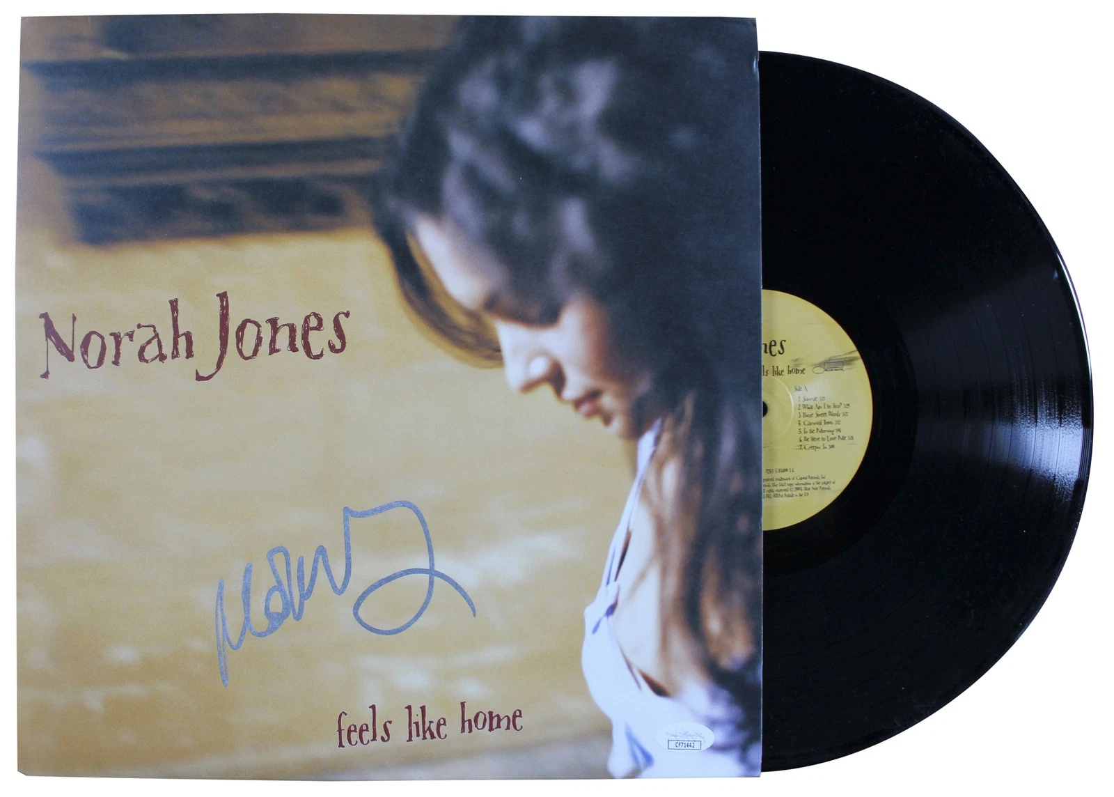 Norah Jones Authentic Signed Feels Like Home Album Cover W/ Vinyl BAS #CF71442