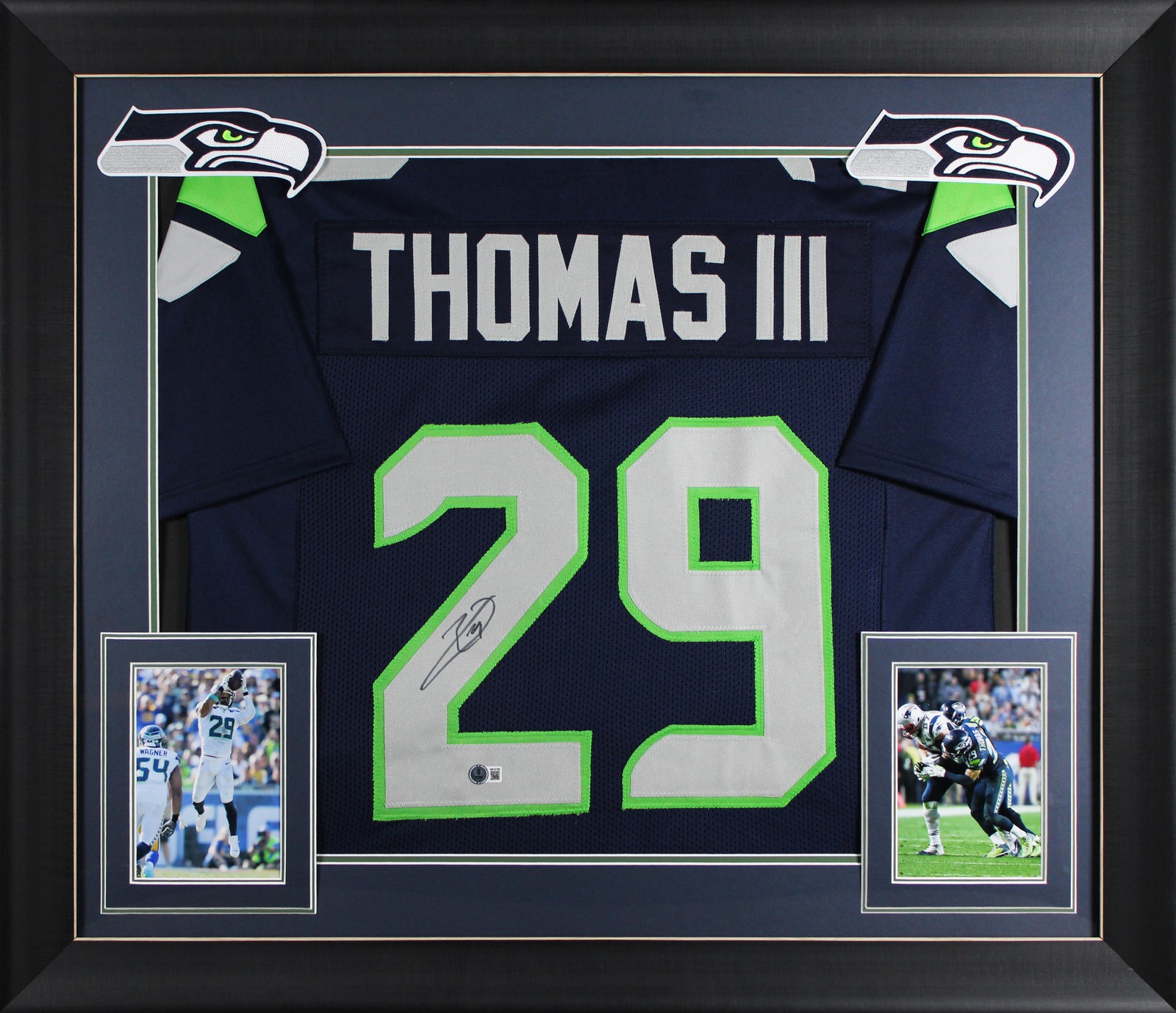 Earl Thomas Authentic Signed Navy Pro Style Framed Jersey BAS Witnessed