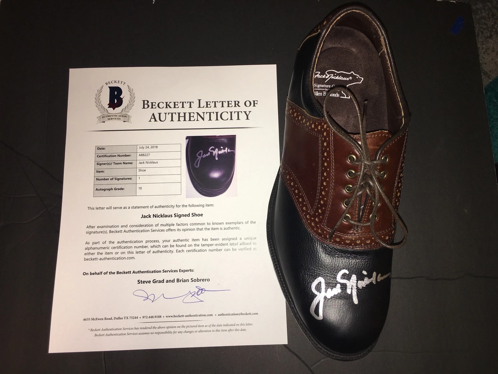 Jack Nicklaus Signed Official Golden Bear Shoe 6x Masters Champ Beckett #2