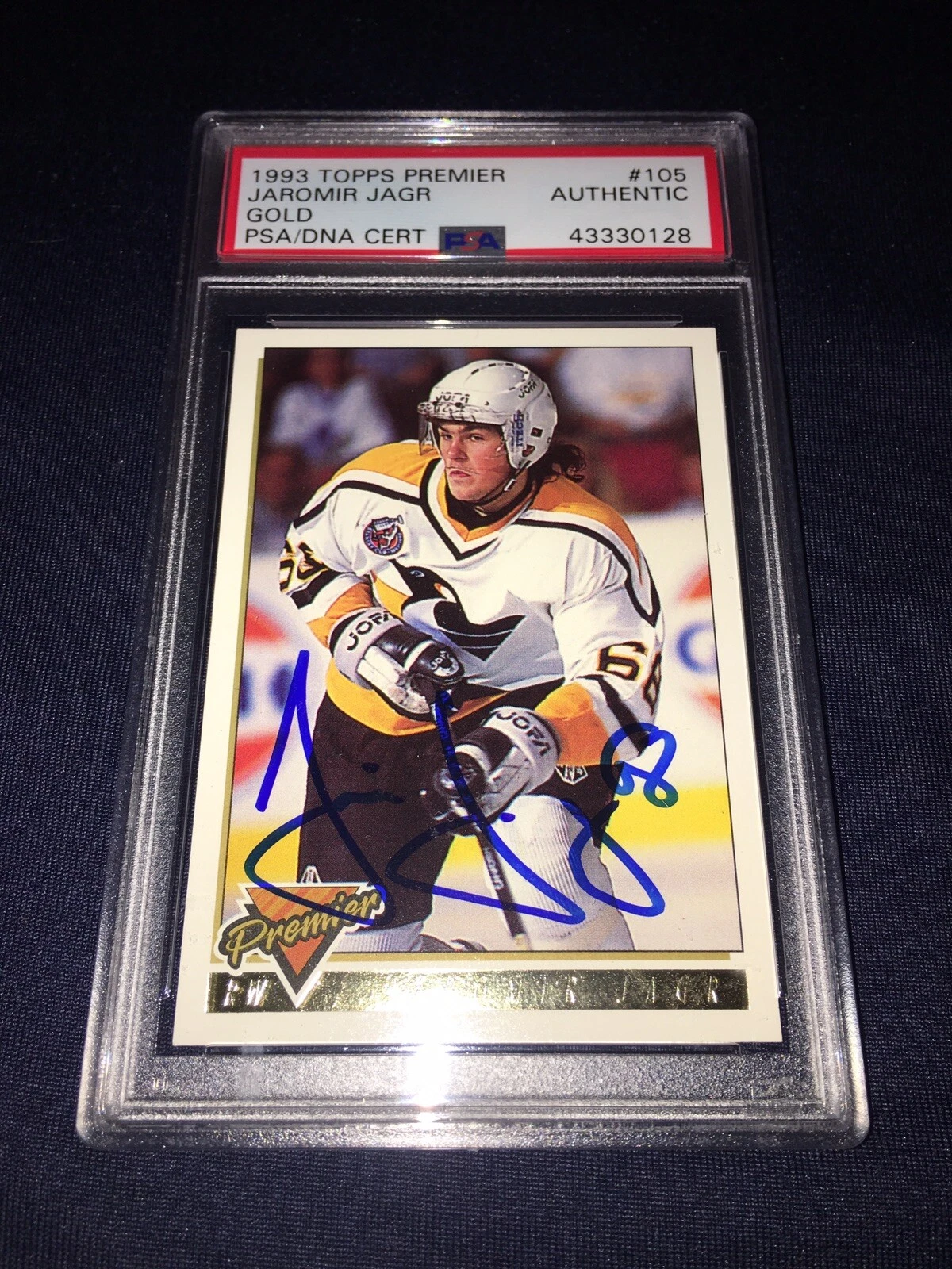 Jaromir Jagr Signed 1993 Topps Premier Hockey Card The PSA/DNA Slab