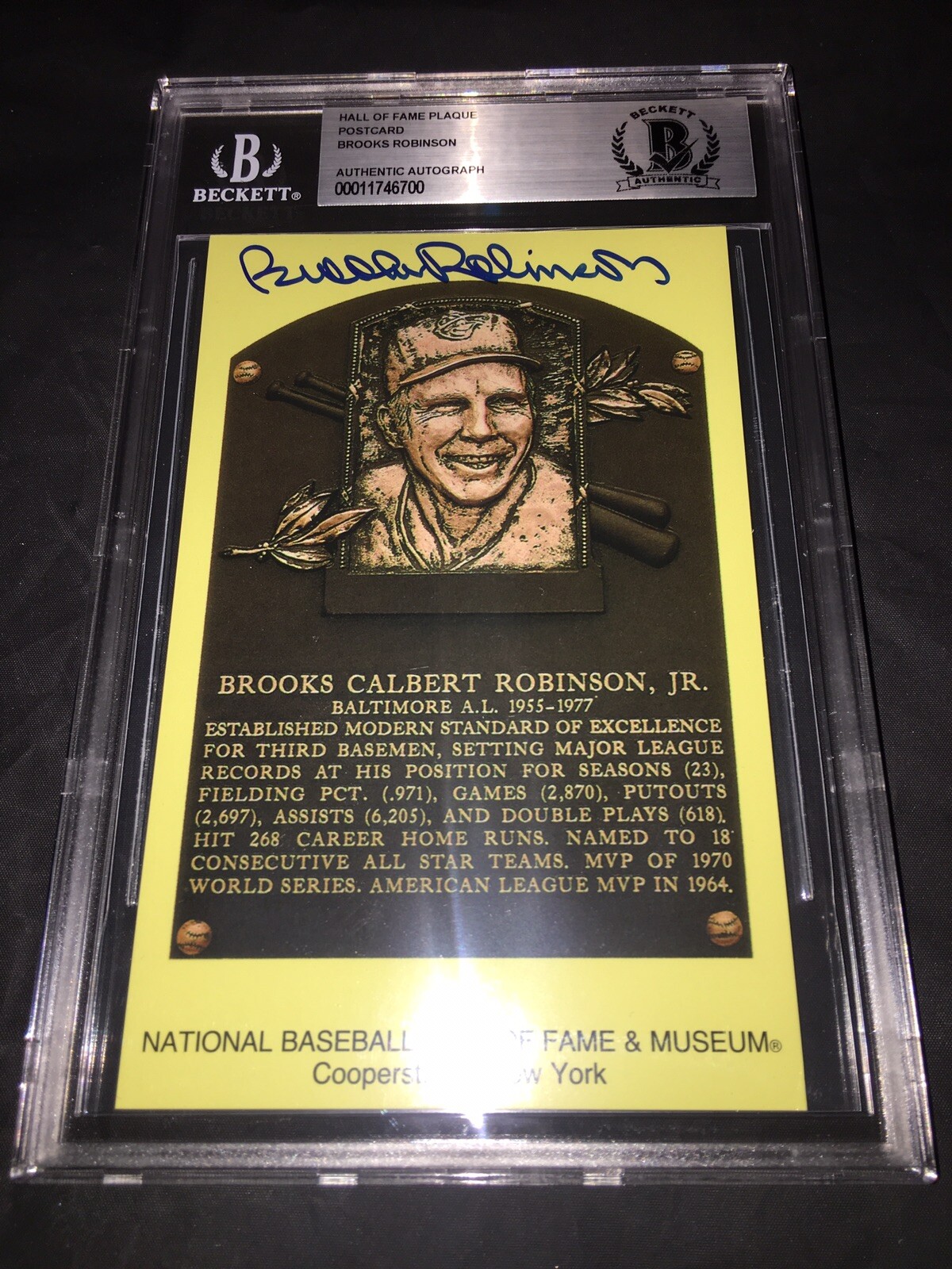Brooks Robinson Signed Official HOF Plaque Beckett 16x Gold Glover Slab