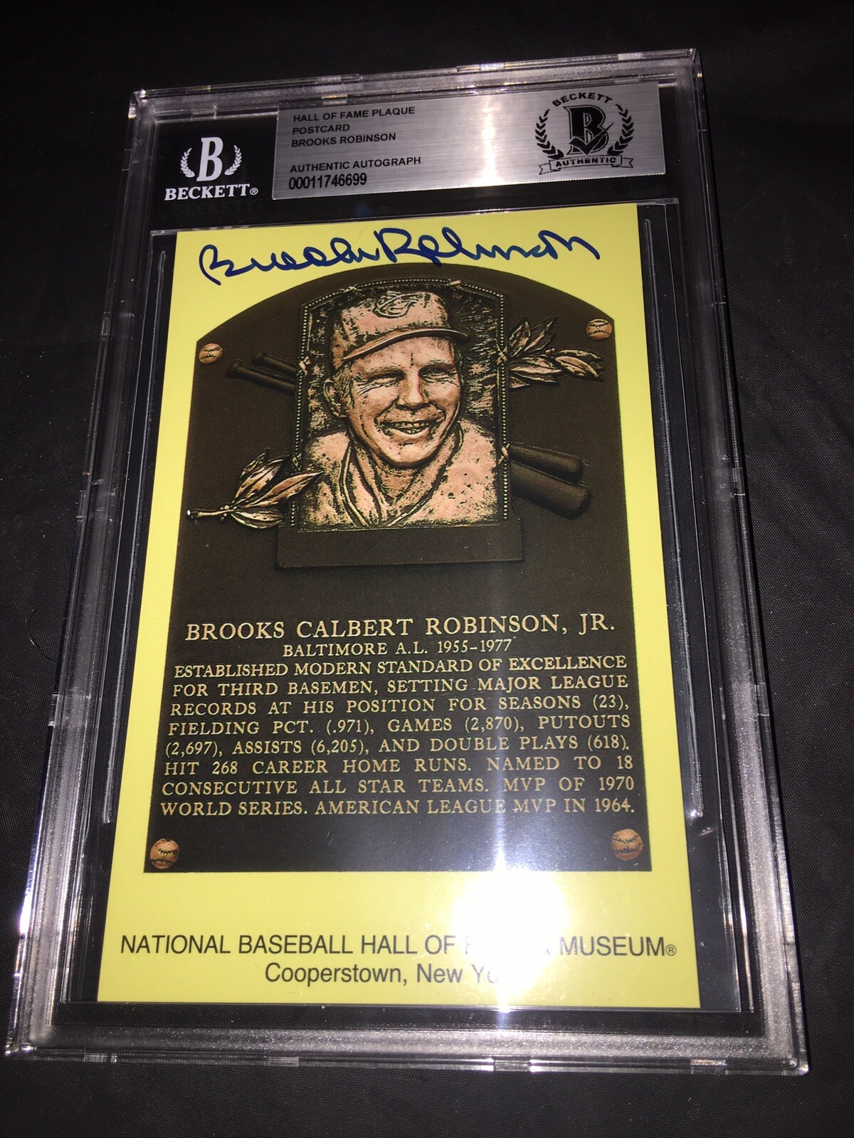 Brooks Robinson Signed Official HOF Plaque Beckett 16x Gold Glover Slab #2