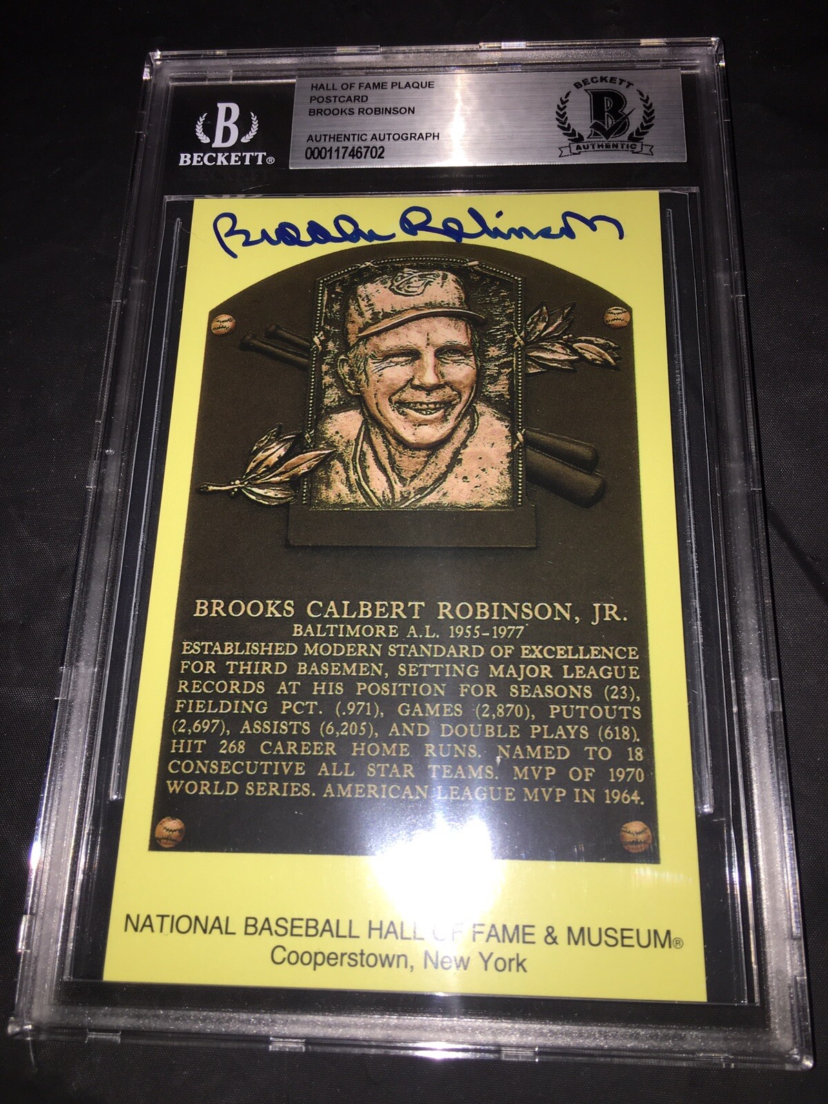 Brooks Robinson Signed Official HOF Plaque Beckett 16x Gold Glover Slab #4