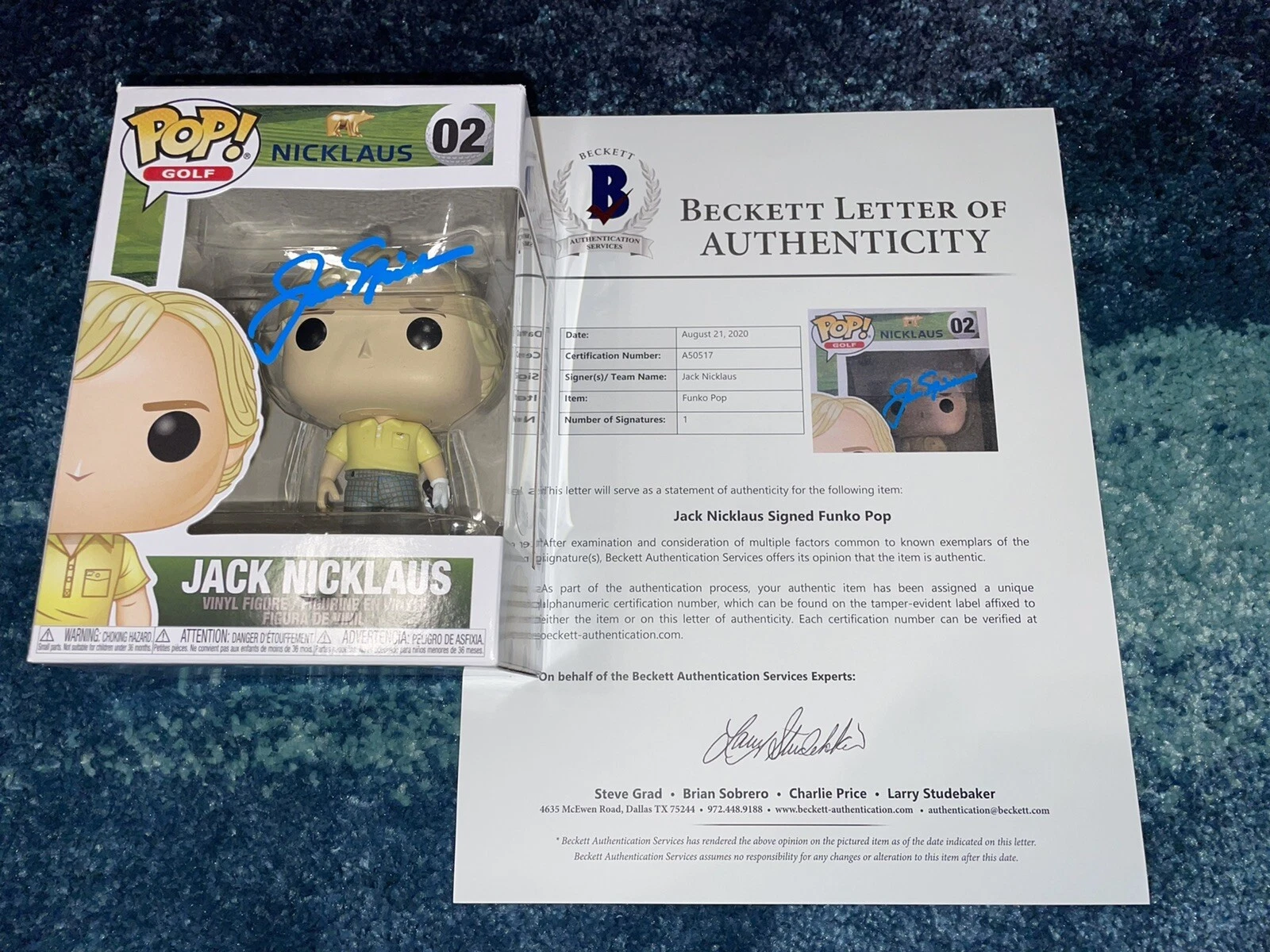 Jack Nicklaus Signed Official Funko Pop 6 Time Masters Champion Beckett