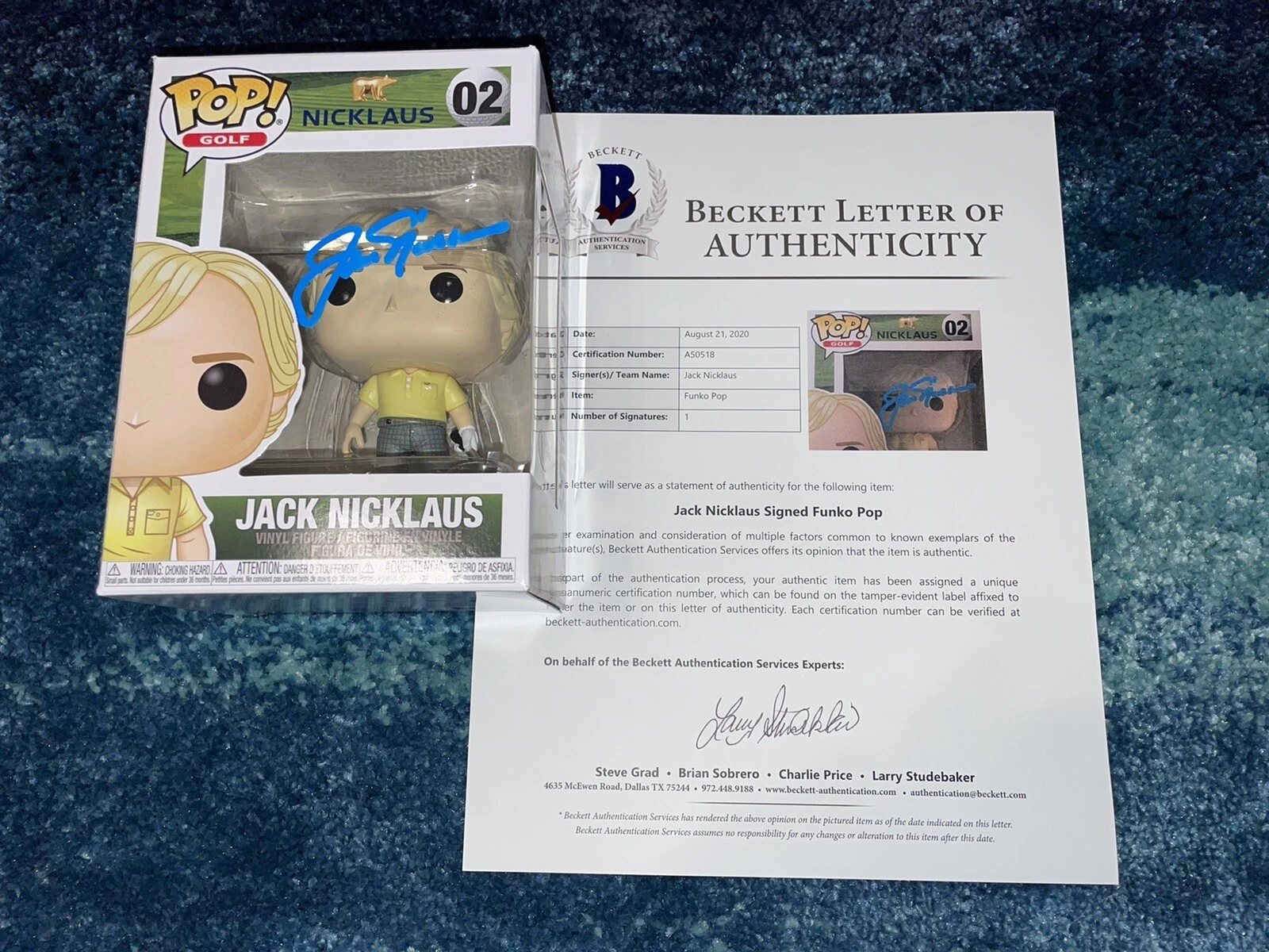 Jack Nicklaus Signed Official Funko Pop 6 Time Masters Champion Beckett #2