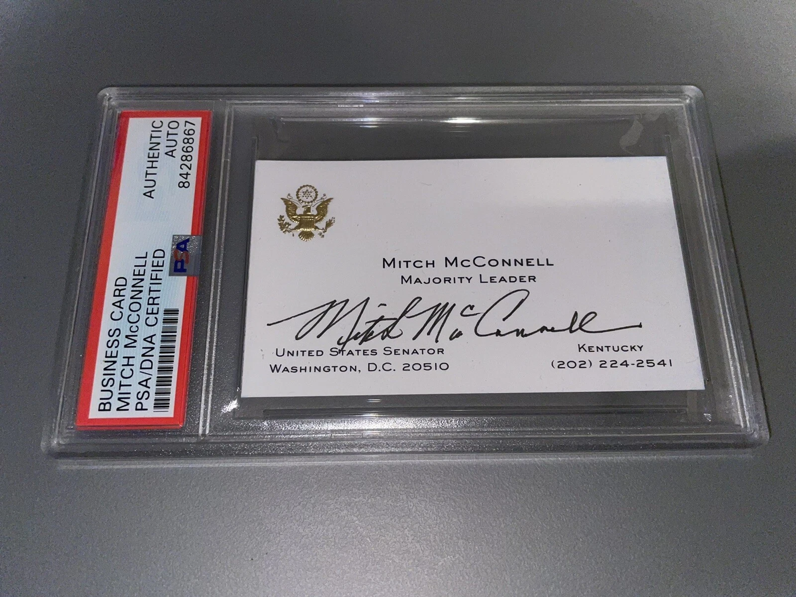 Mitch McConnell Signed Official Business Card Politician Slabbed By PSA/DNA