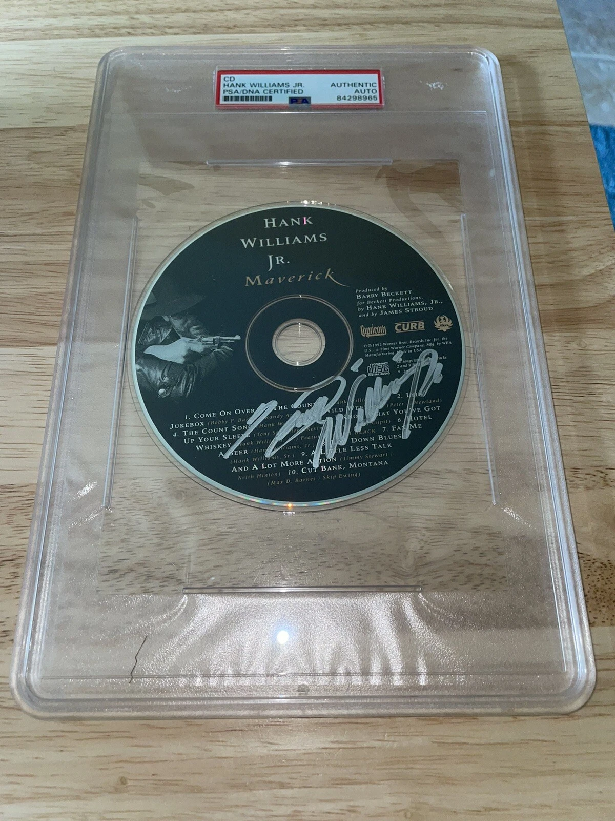 Hank Williams Jr Signed Maverick CD Slabbed PSA/DNA