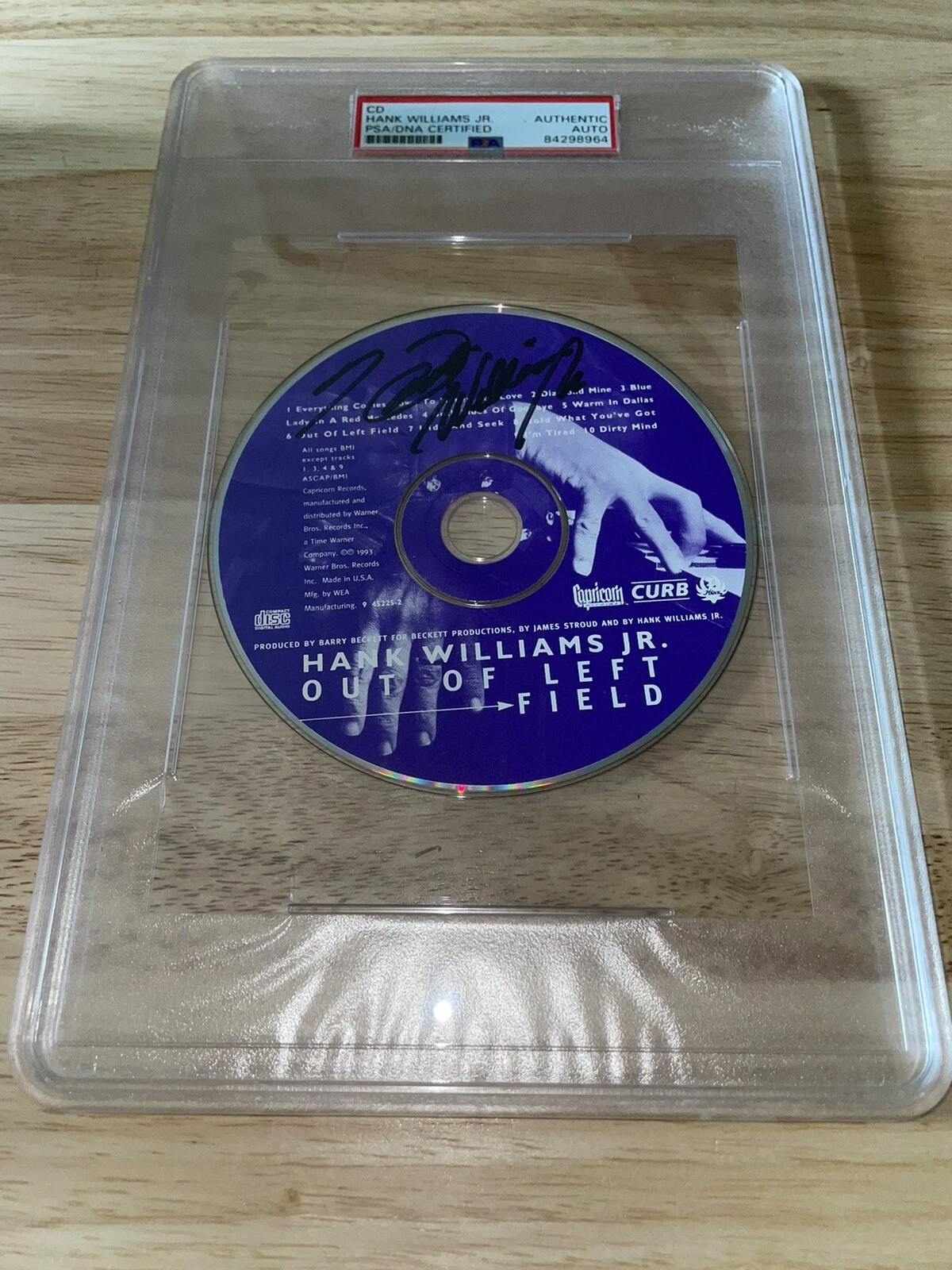 Hank Williams Jr Signed Out Of Left Field CD Slabbed PSA/DNA