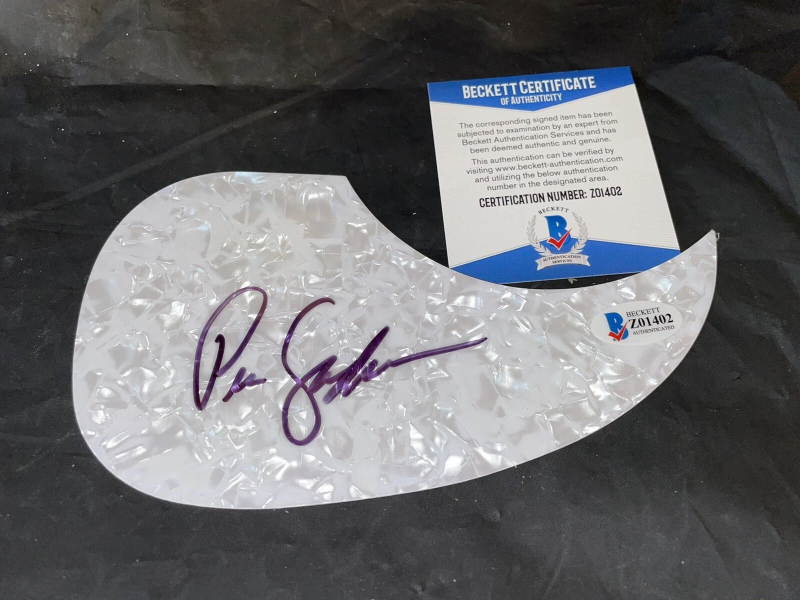 Pia Zadora Signed Acoustic Pickguard “Rock It Out” Beckett