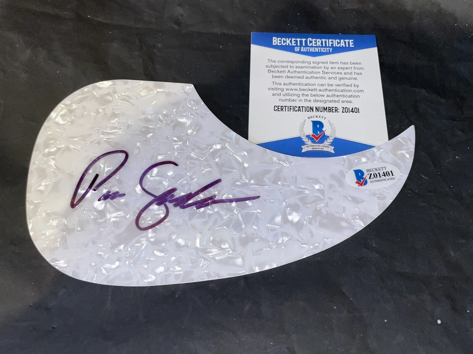 Pia Zadora Signed Acoustic Pickguard “Rock It Out” Beckett #3