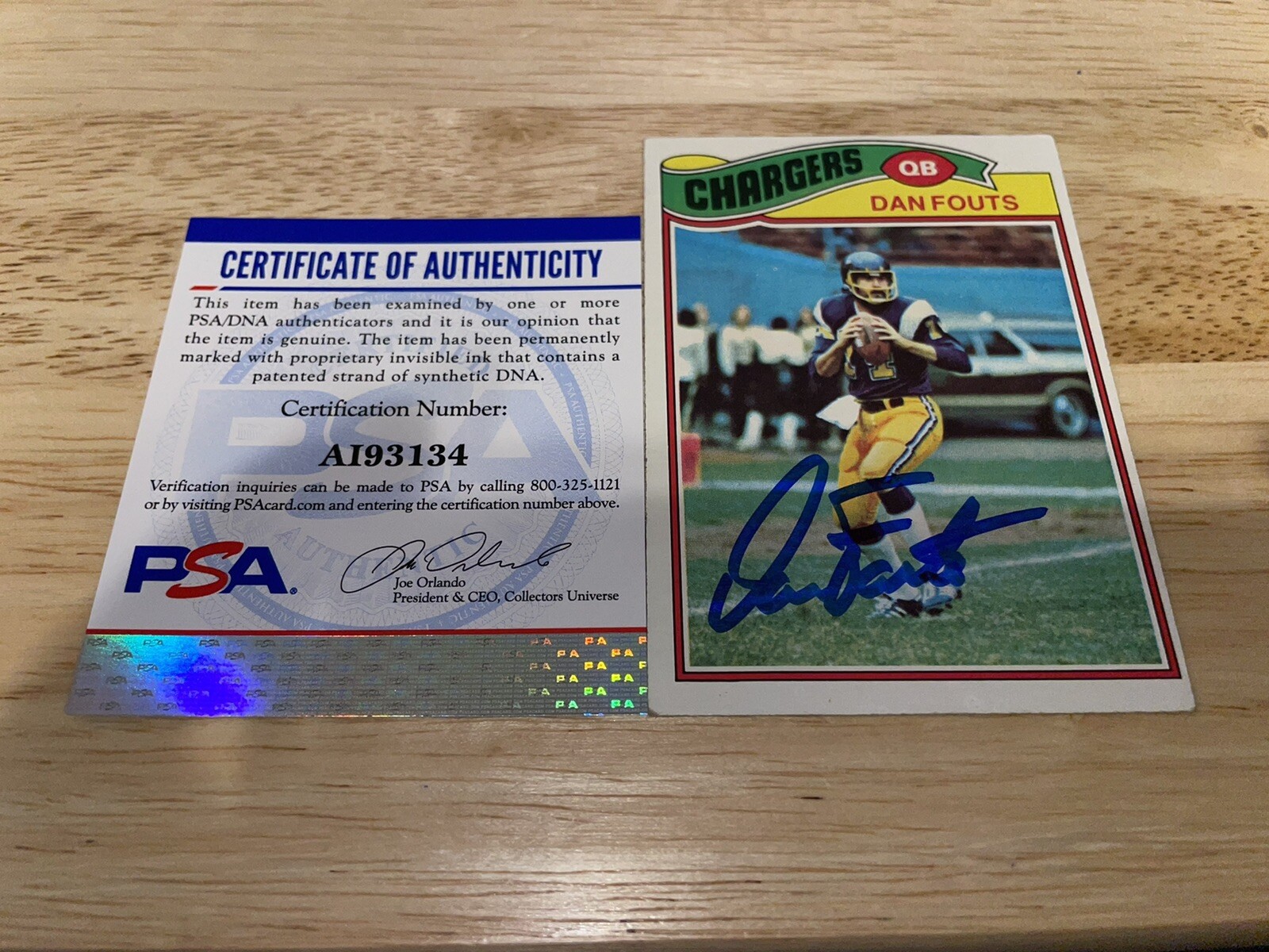 Dan Fouts Signed Trading Card San Diego Chargers PSA/DNA #2