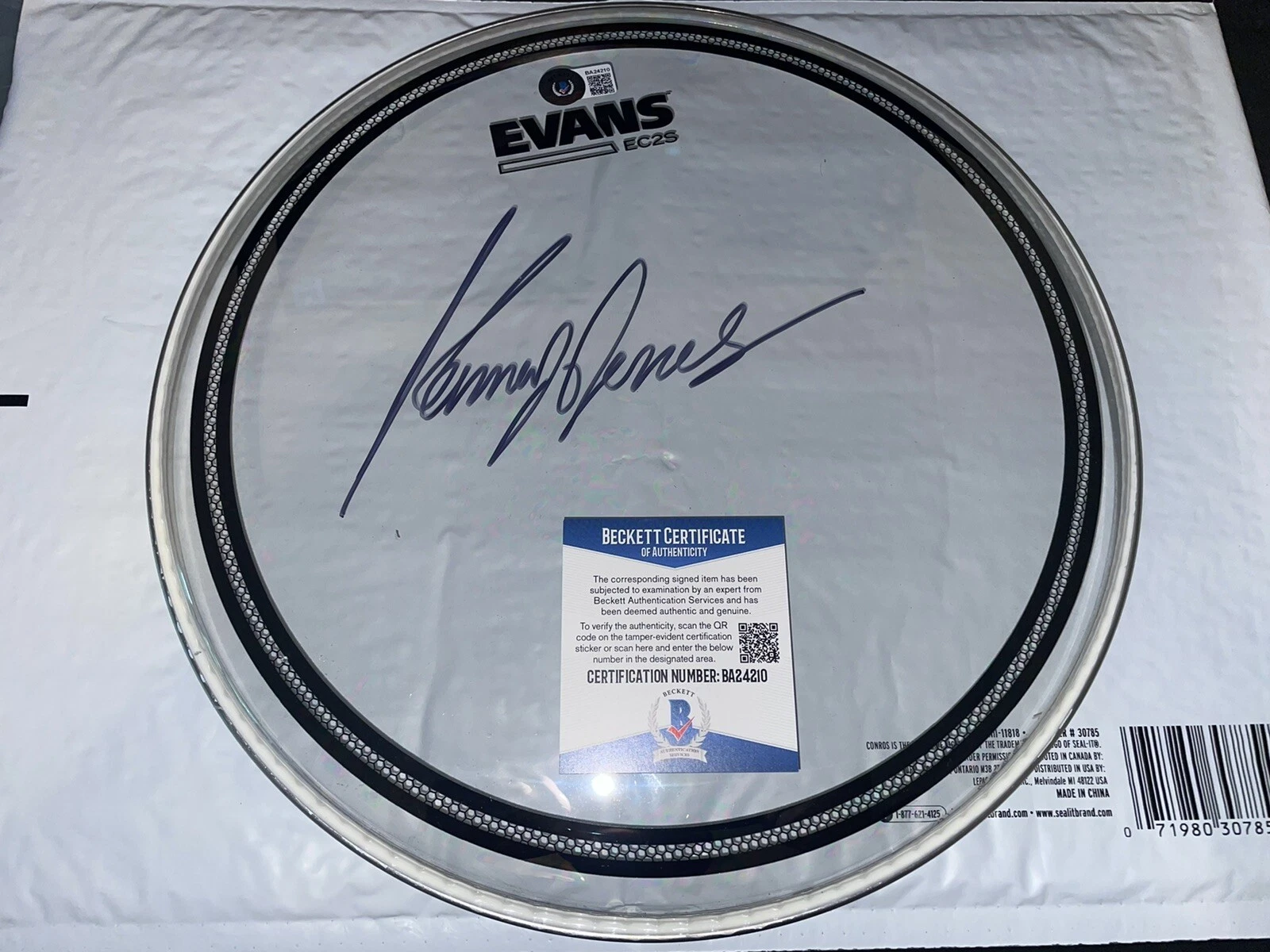 Kenney Jones Signed Remo 12” Clear Drumhead Faces & The Who Drummer Beckett #2