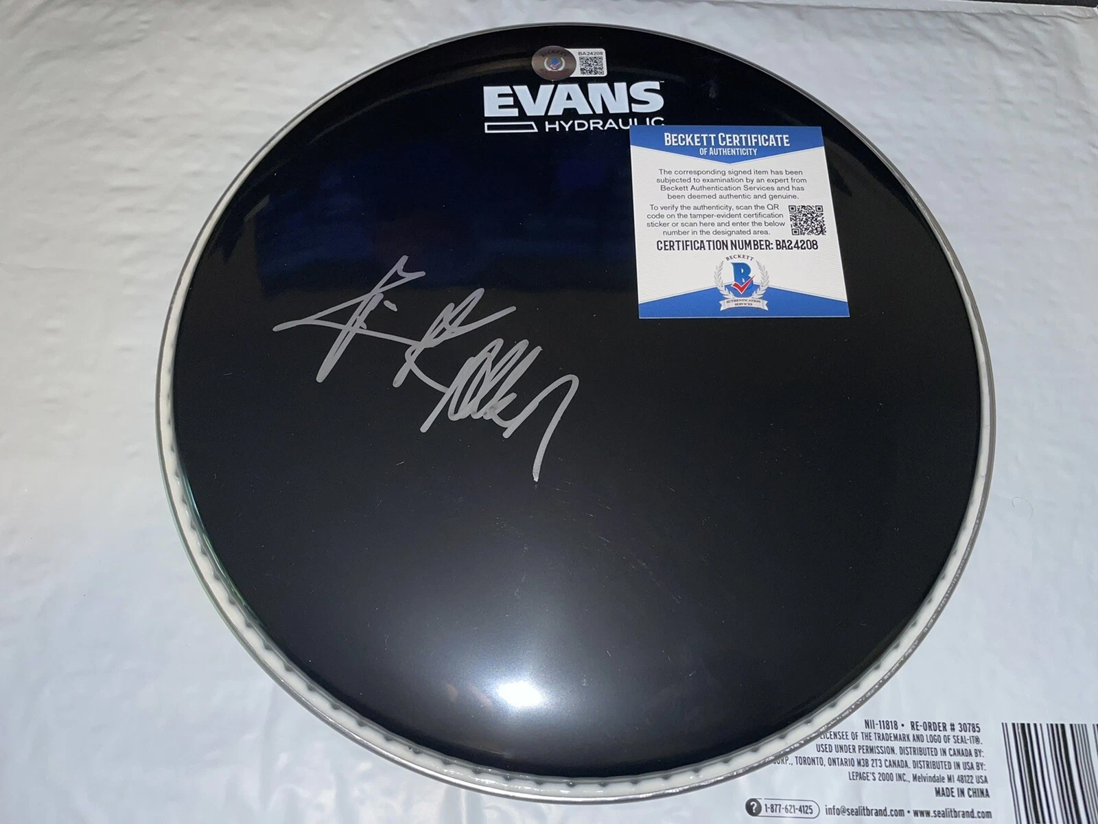 Rick Allen Signed Remo 10” Black Drumhead Def Leppard Drummer Beckett