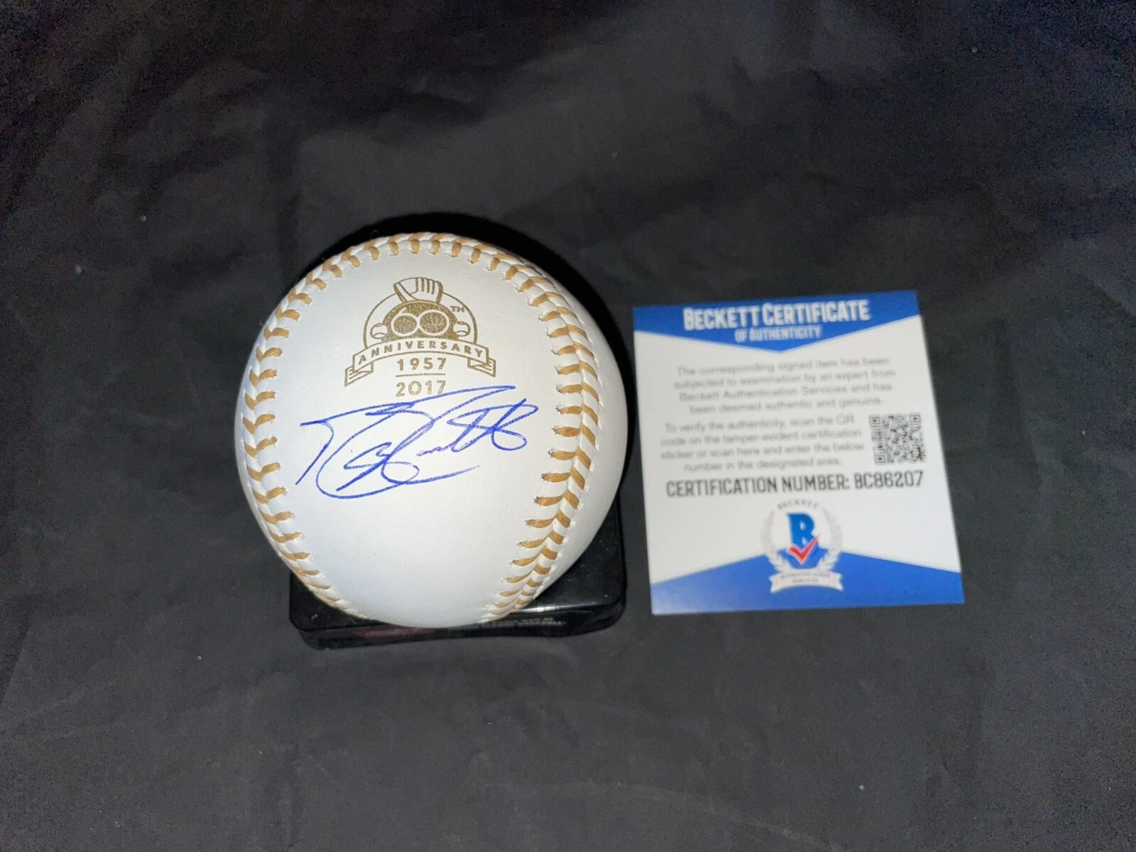 Mike Moustakas Signed Official 60th Anniversary Gold Glove Baseball Beckett