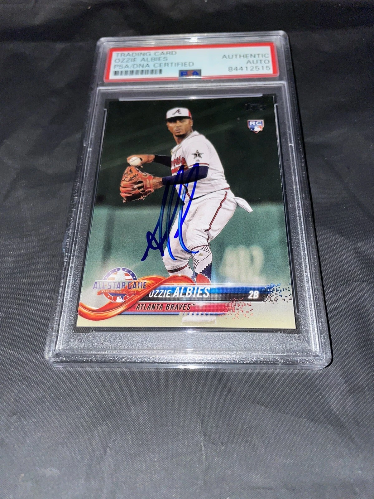 Ozzie Albies Signed Topps Rookie Trading Card Atlanta Braves WS Champ PSA/DNA
