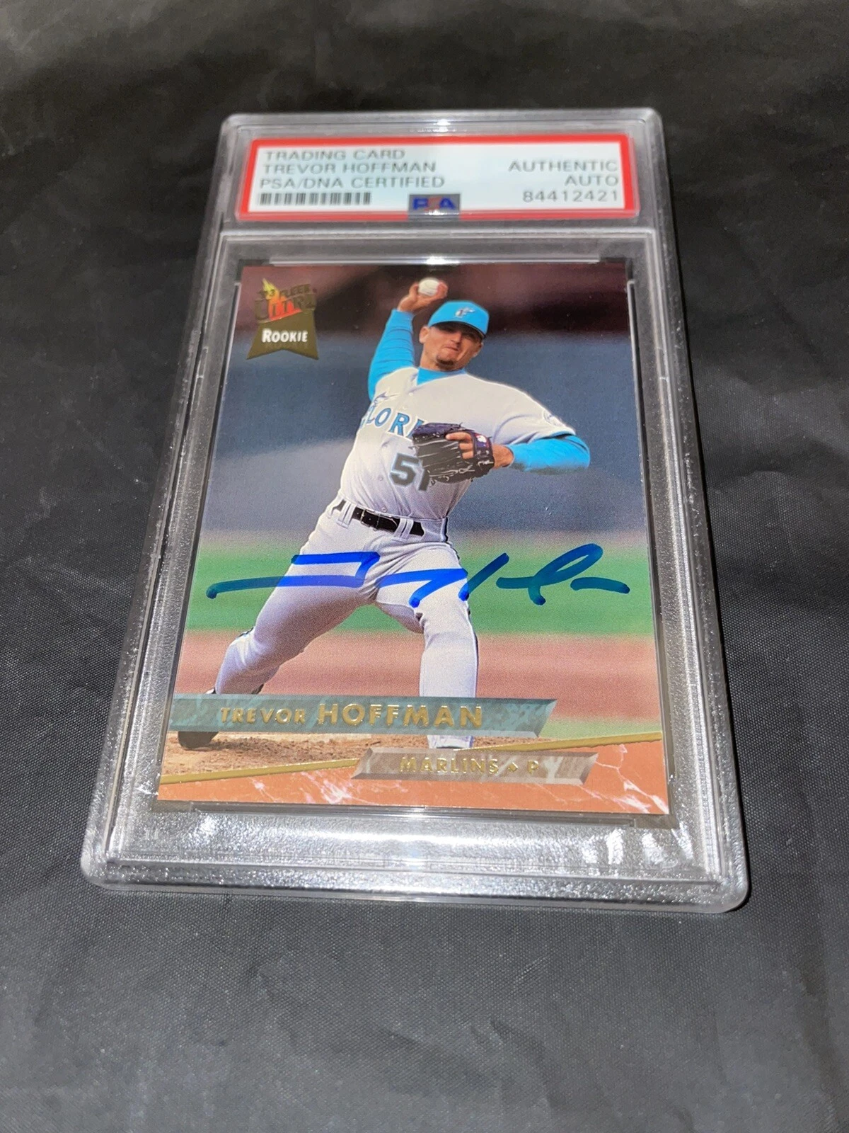 Trevor Hoffman Signed Fleer Ultra Rookie Trading Card Padres Marlins PSA/DNA #2