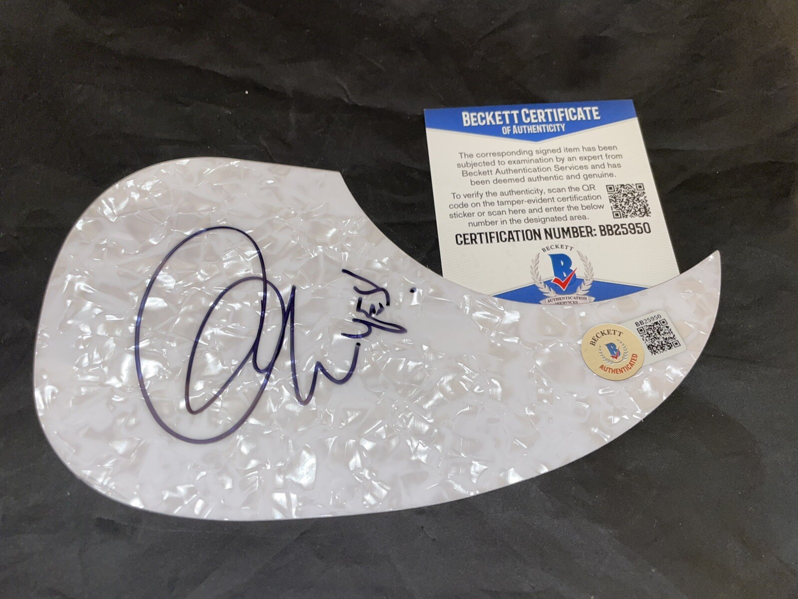 Jon Anderson Signed Acoustic Pickguard Legendary Superstar Beckett