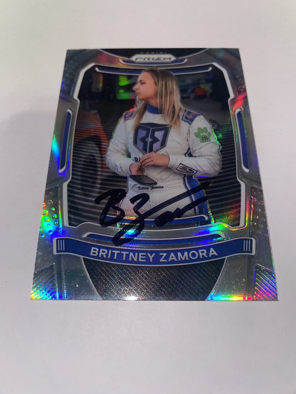 BRITTNEY ZAMORA SIGNED 2021 PANINI PRIZM SILVER RACING TRADING CARD NASCAR COLLECTIBLE MEMORABILIA