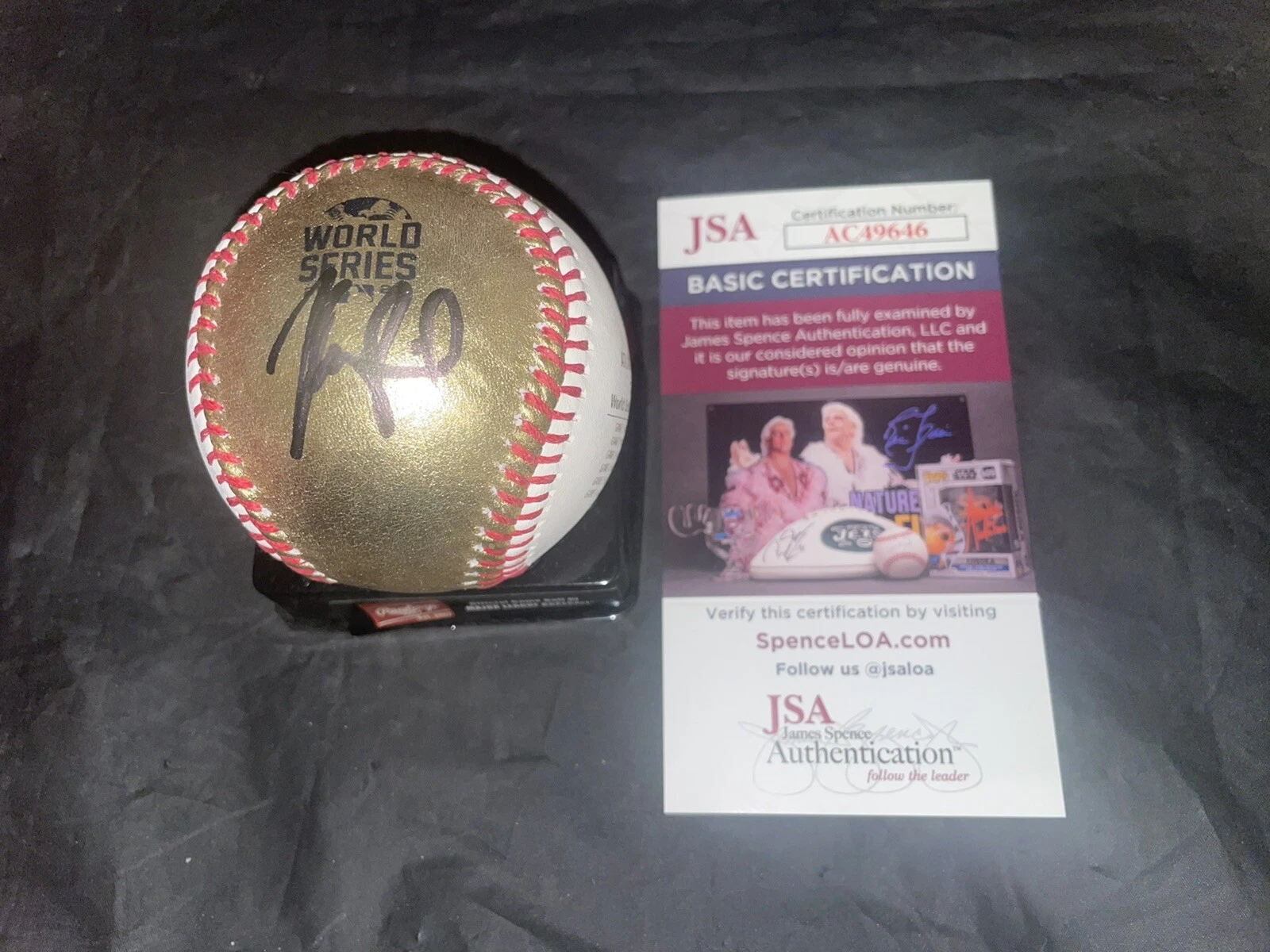 Max Fried Signed Official 2021 World Series Baseball Gold Braves JSA