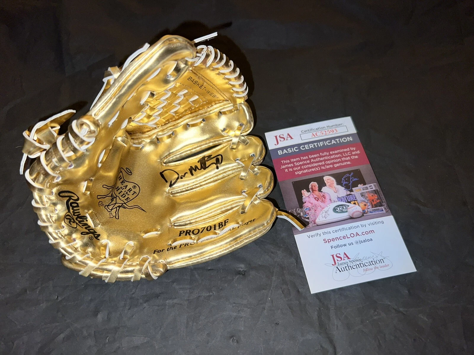 Don Mattingly Signed Official Rawlings Mini Gold Glove NY Yankees JSA Auth