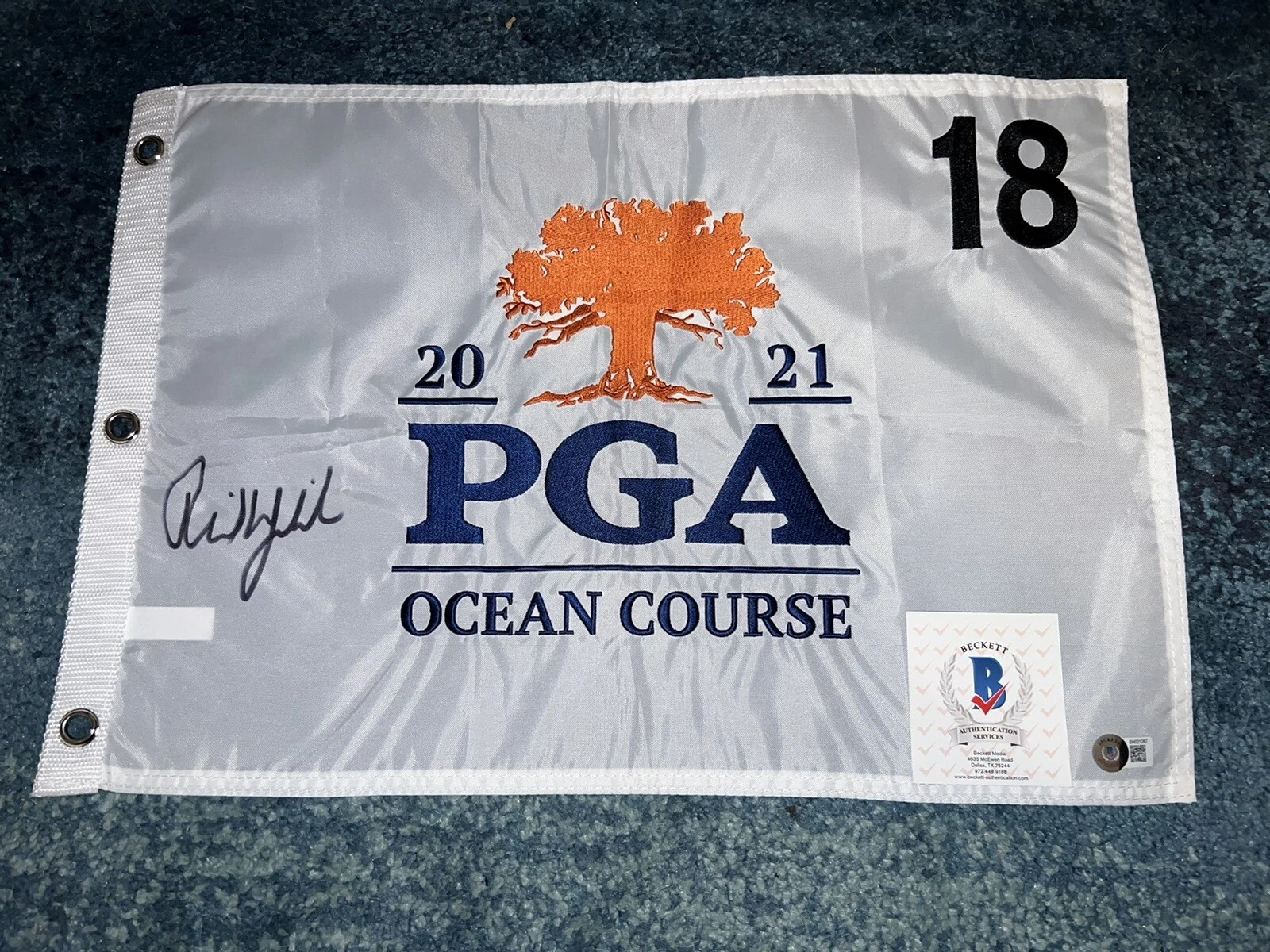 Phil Mickelson Signed Official 2021 PGA Championship Flag Ocean Course Beckett