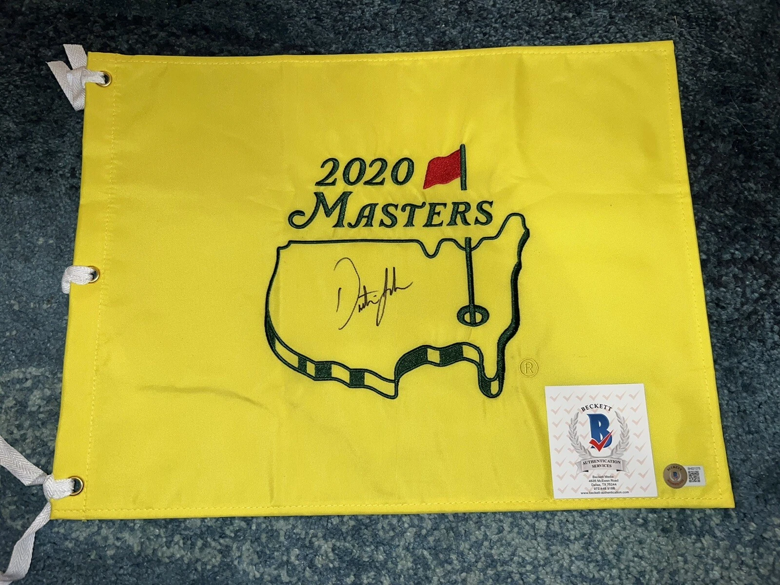 Dustin Johnson Official 2020 Masters Flag Augusta Champion Beckett #3