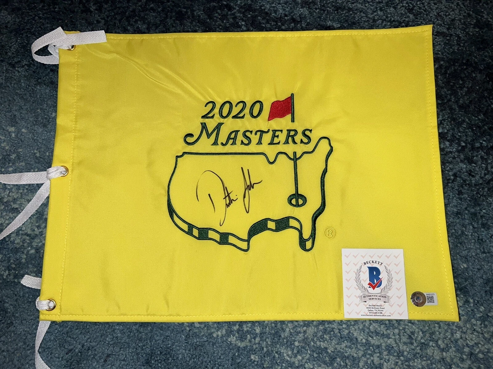 Dustin Johnson Official 2020 Masters Flag Augusta Champion Beckett #5