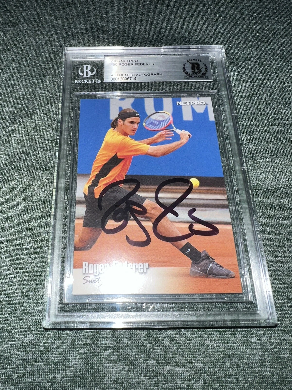Roger Federer Signed 2003 Netpro #90 Trading Card GOAT Beckett Encap
