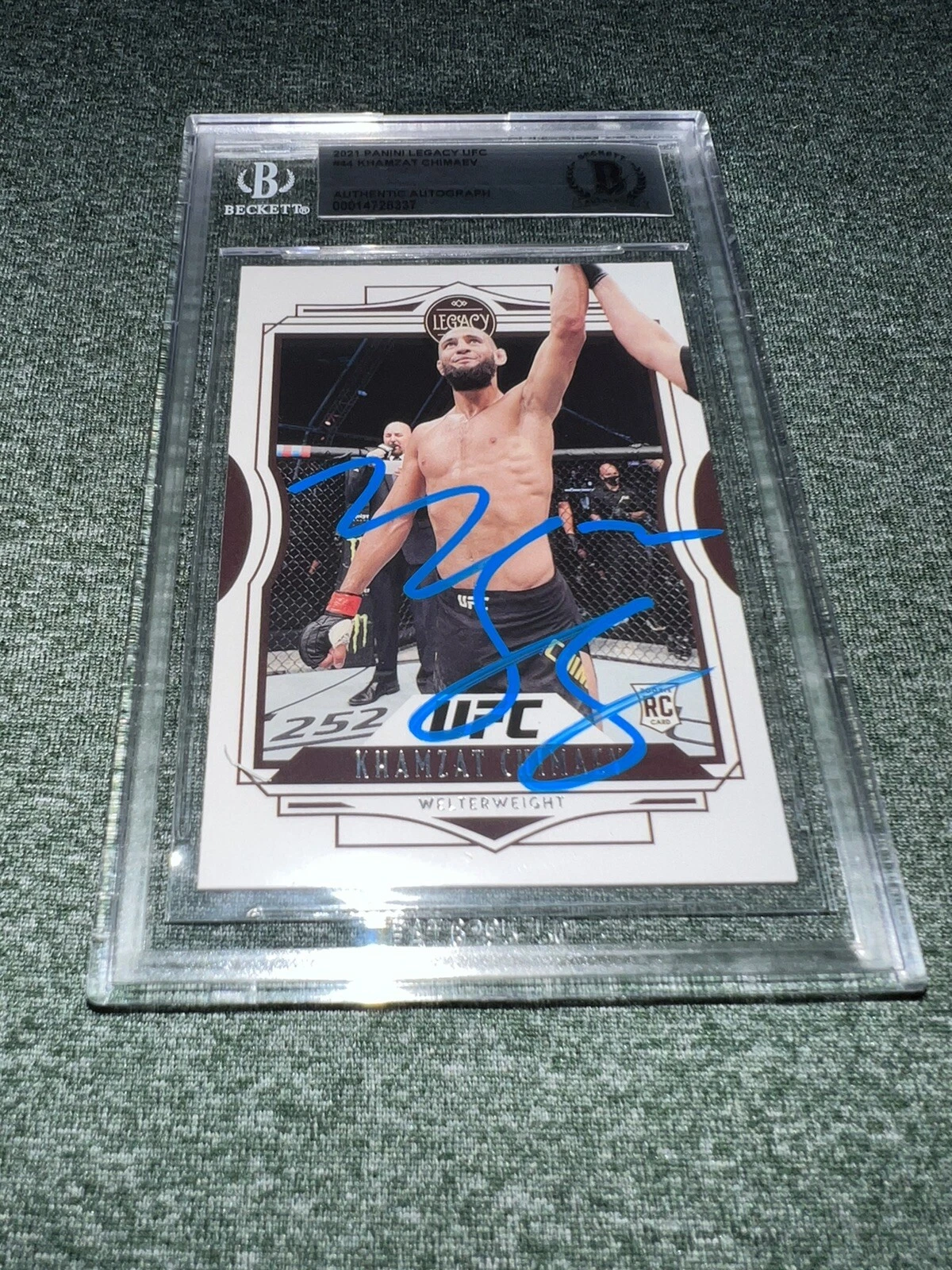 Khamzat Chimaev Signed 2021 Panini Legacy Trading Card “Borz” Rookie RC Beckett