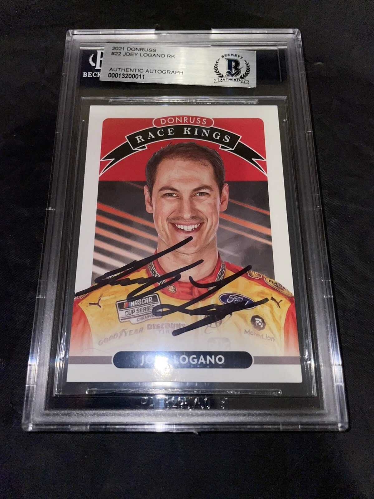 Joey Logano Signed 2021 Donruss Race Kings Certified NASCAR Beckett Slab