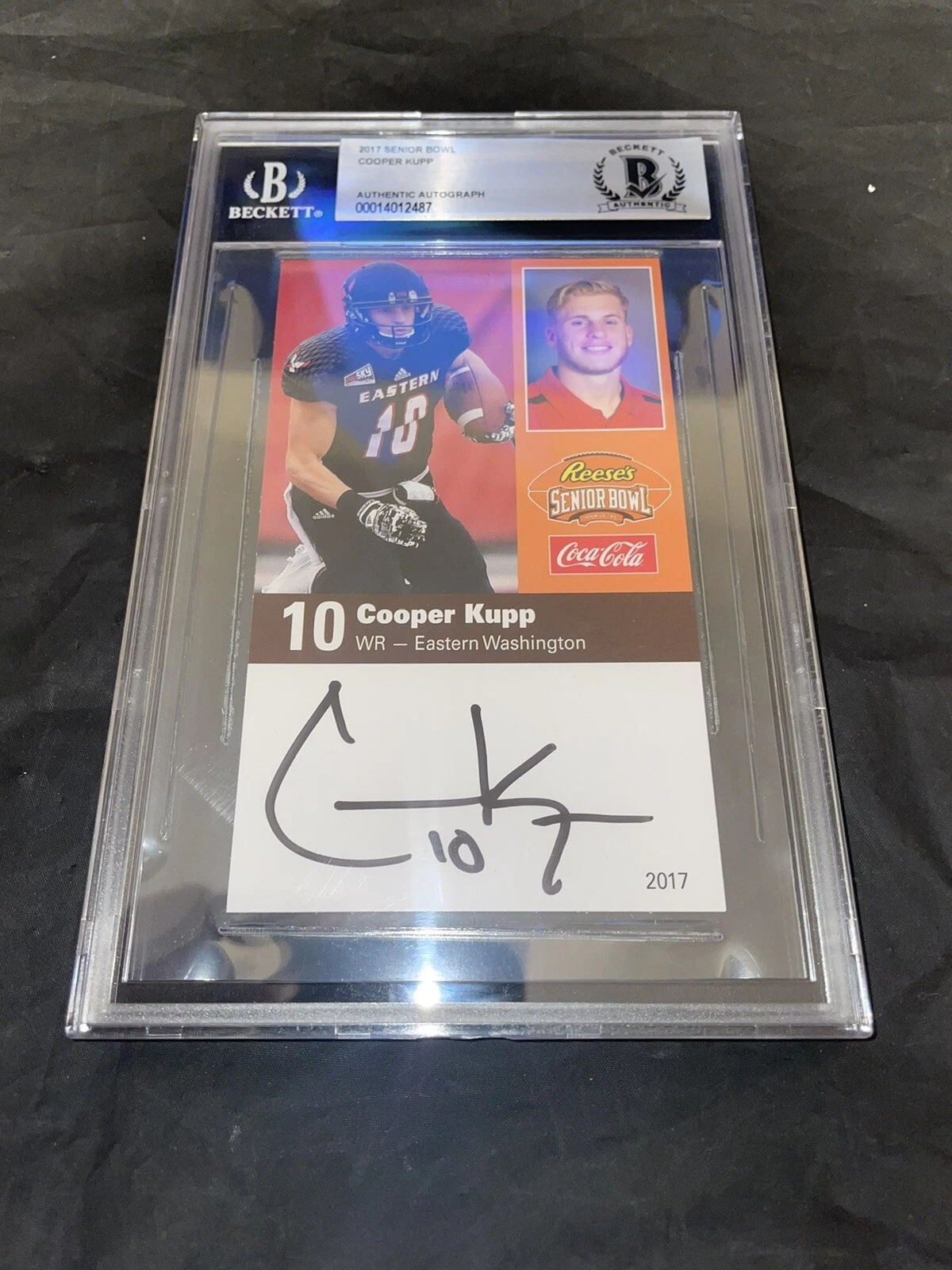 Cooper Kupp Signed 2017 Senior Bowl Card Rookie Card Rams Champ Beckett Slab #2