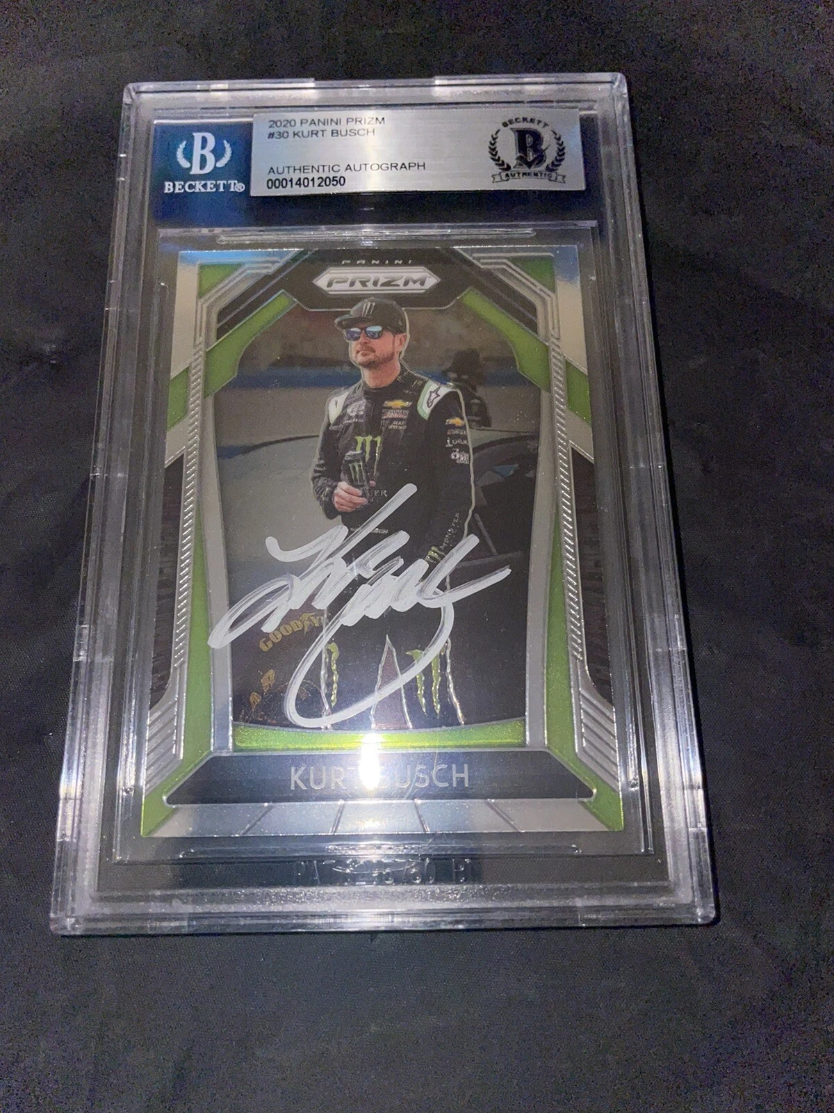 Kurt Busch Signed 2020 Panini Prizm NASCAR Beckett Slab #4