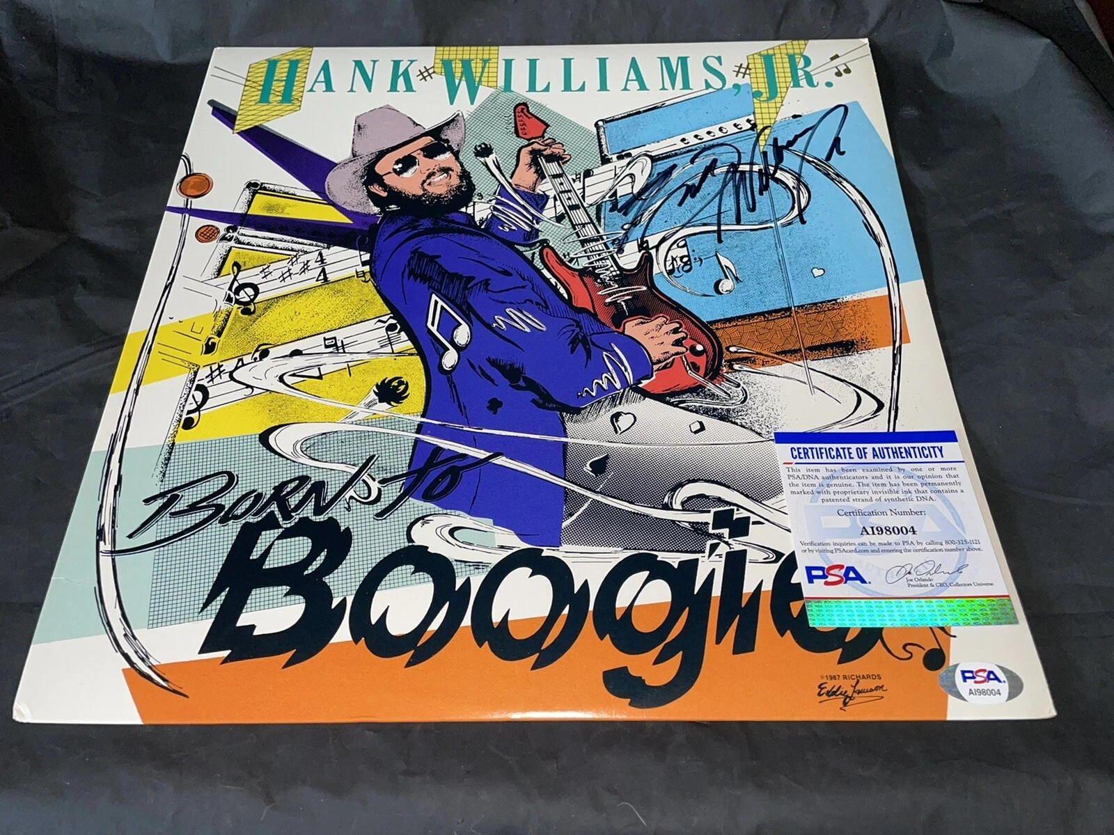 Hank Williams Jr Signed Born To Boogie Vinyl Album PSA/DNA #2