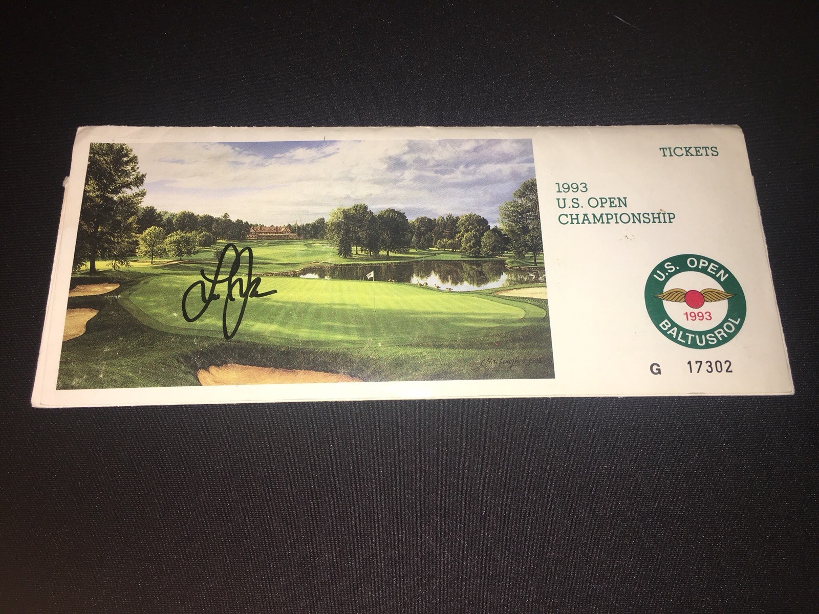 Lee Janzen Signed Official 1993 Official US Open Ticket Holder Winner COA