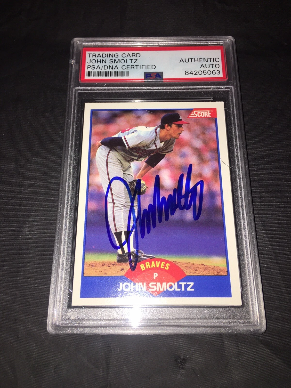 John Smoltz Signed Score Baseball Card Atlanta Braves Star PSA/DNA Slab