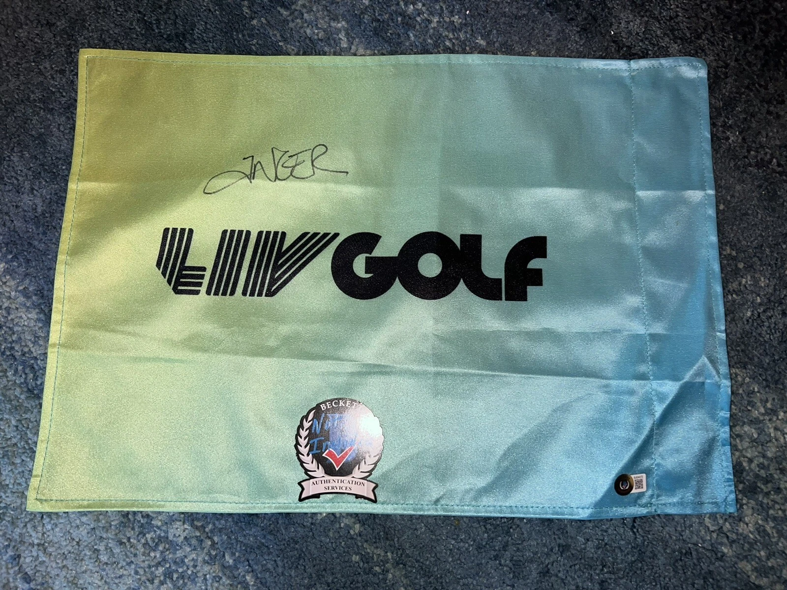 Abraham Ancer Signed Official LIV Golf Flag LIV Golf Star Fireballs GC Beckett